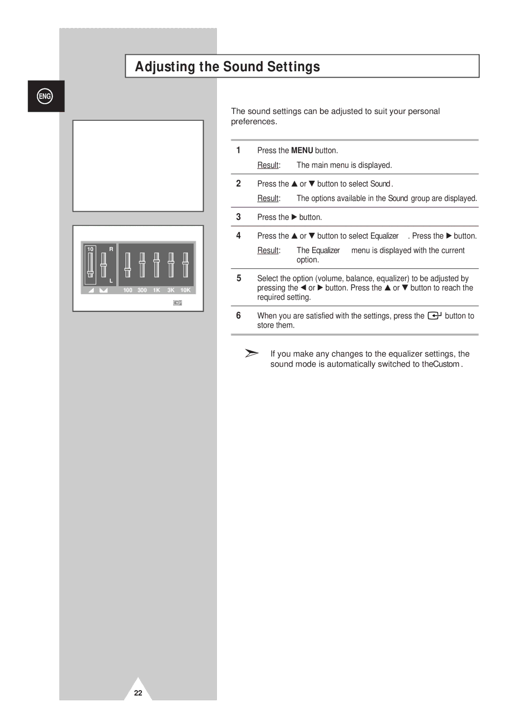 Samsung PS42D4ST manual Adjusting the Sound Settings 