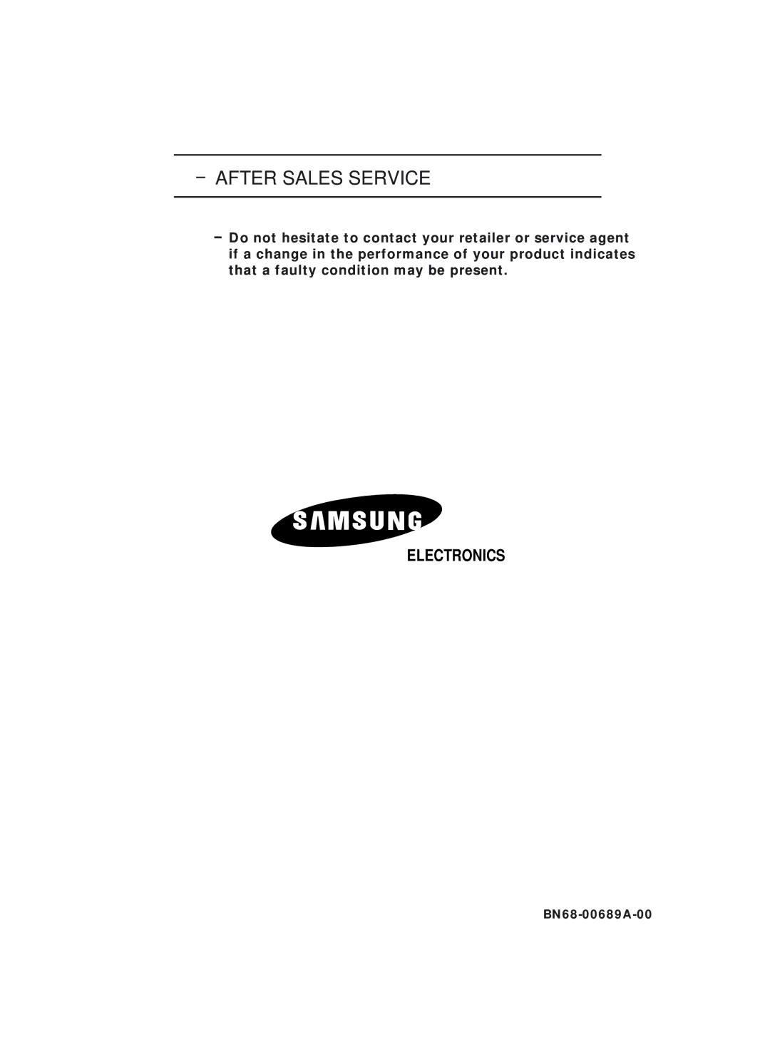 Samsung PS42D4ST manual After Sales Service 