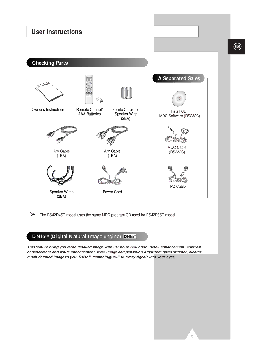 Samsung PS42D4ST manual Checking Parts Separated Sales 