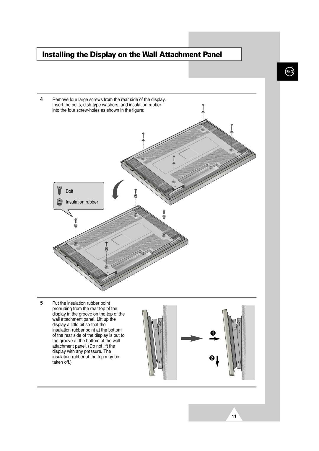 Samsung PS42P2S manual Remove four large screws from the rear side of the display 