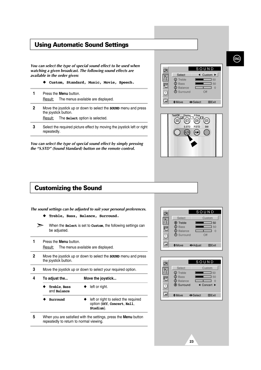 Samsung PS42P2S manual Using Automatic Sound Settings, Customizing the Sound 