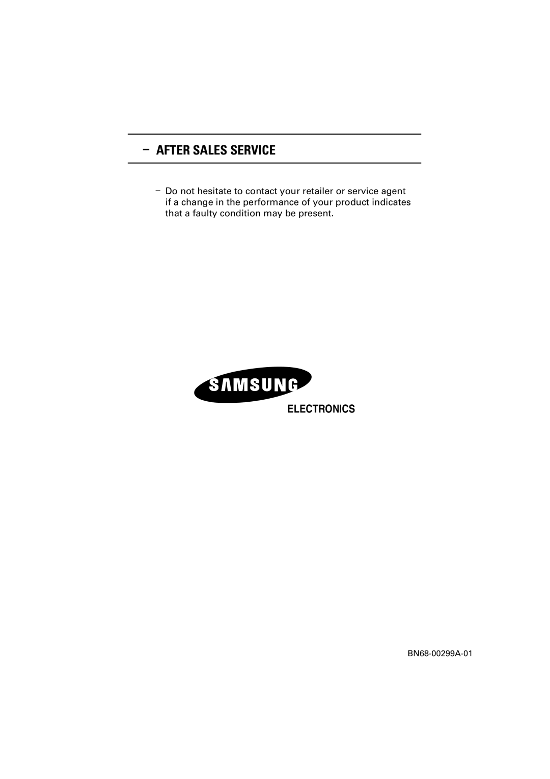 Samsung PS42P2S manual After Sales Service 