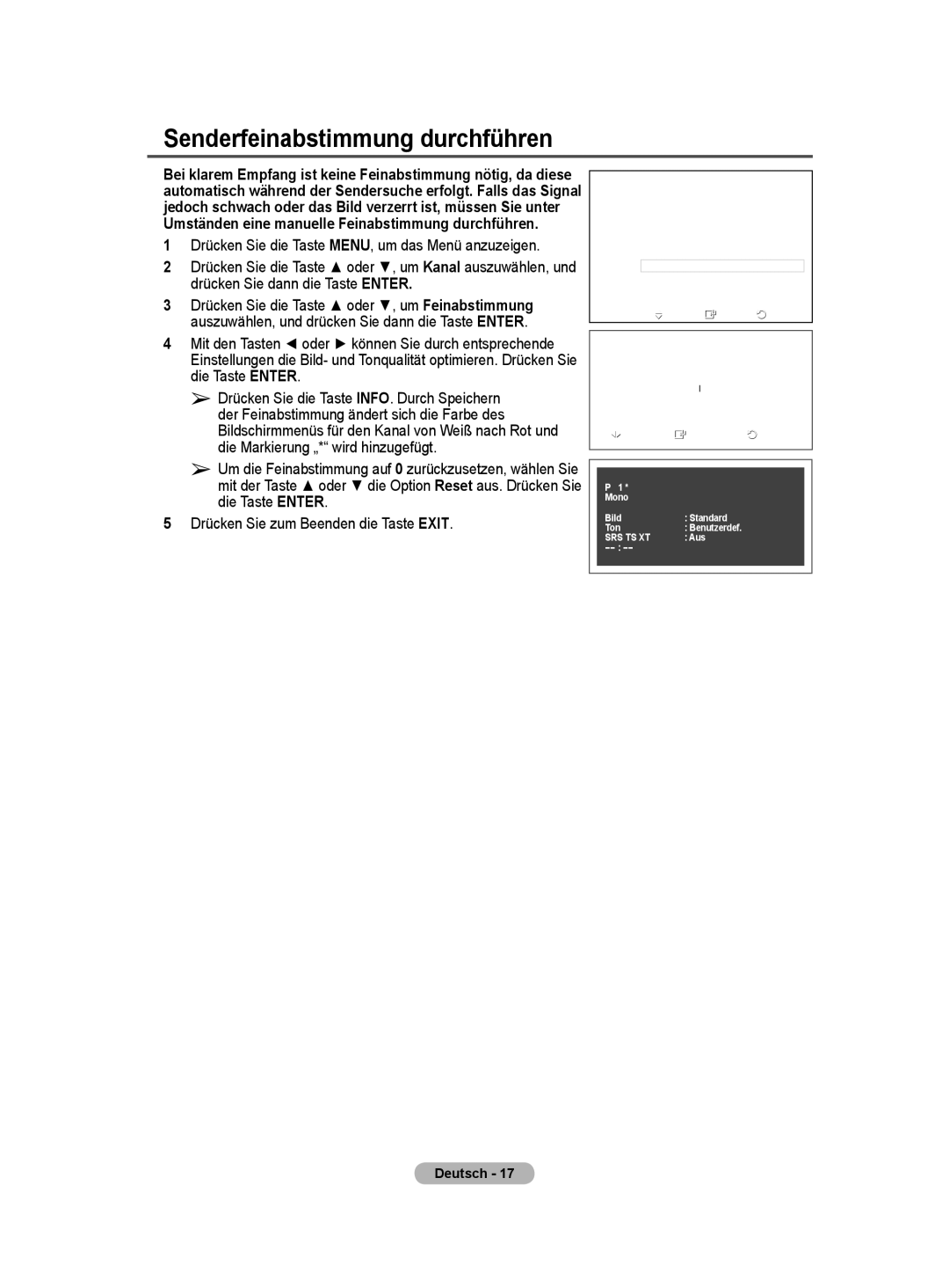 Samsung PS50A40 user manual Senderfeinabstimmung durchführen 