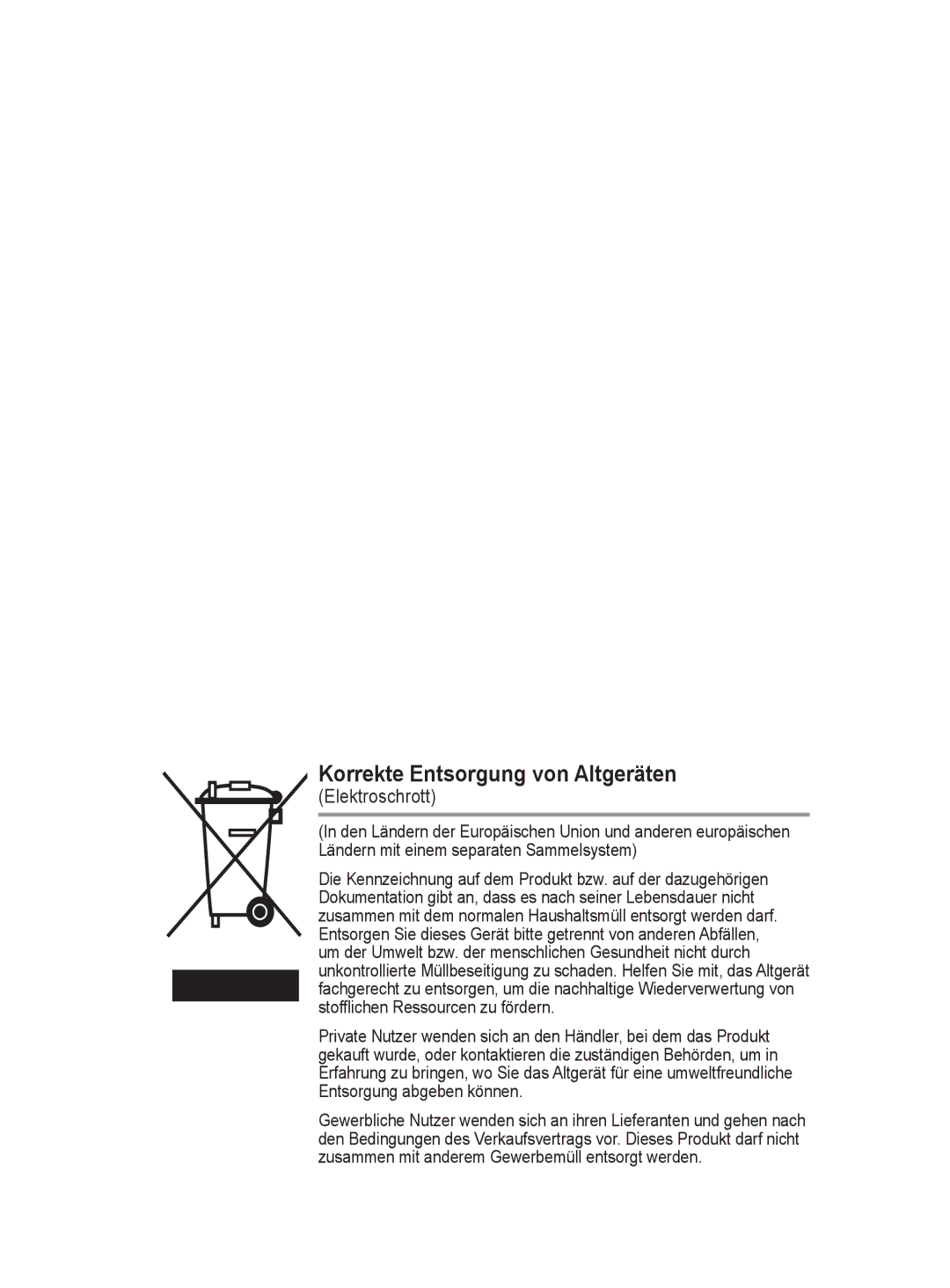 Samsung PS50A40 user manual Korrekte Entsorgung von Altgeräten 