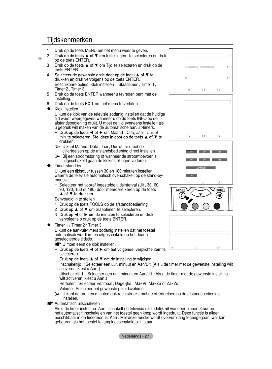 Samsung PS50A40 user manual Tijdskenmerken 