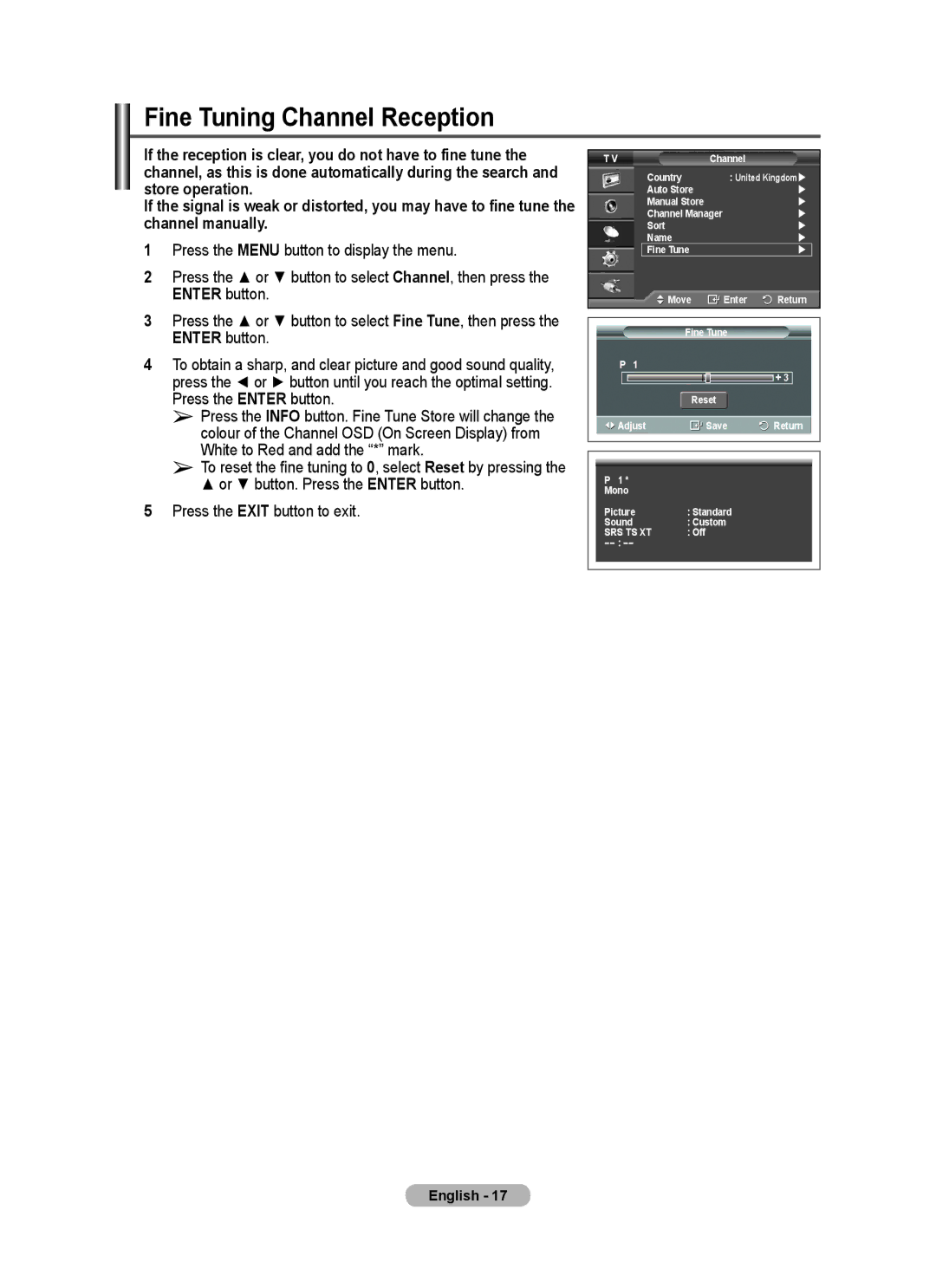 Samsung PS50A40 user manual Fine Tuning Channel Reception, White to Red and add the * mark 