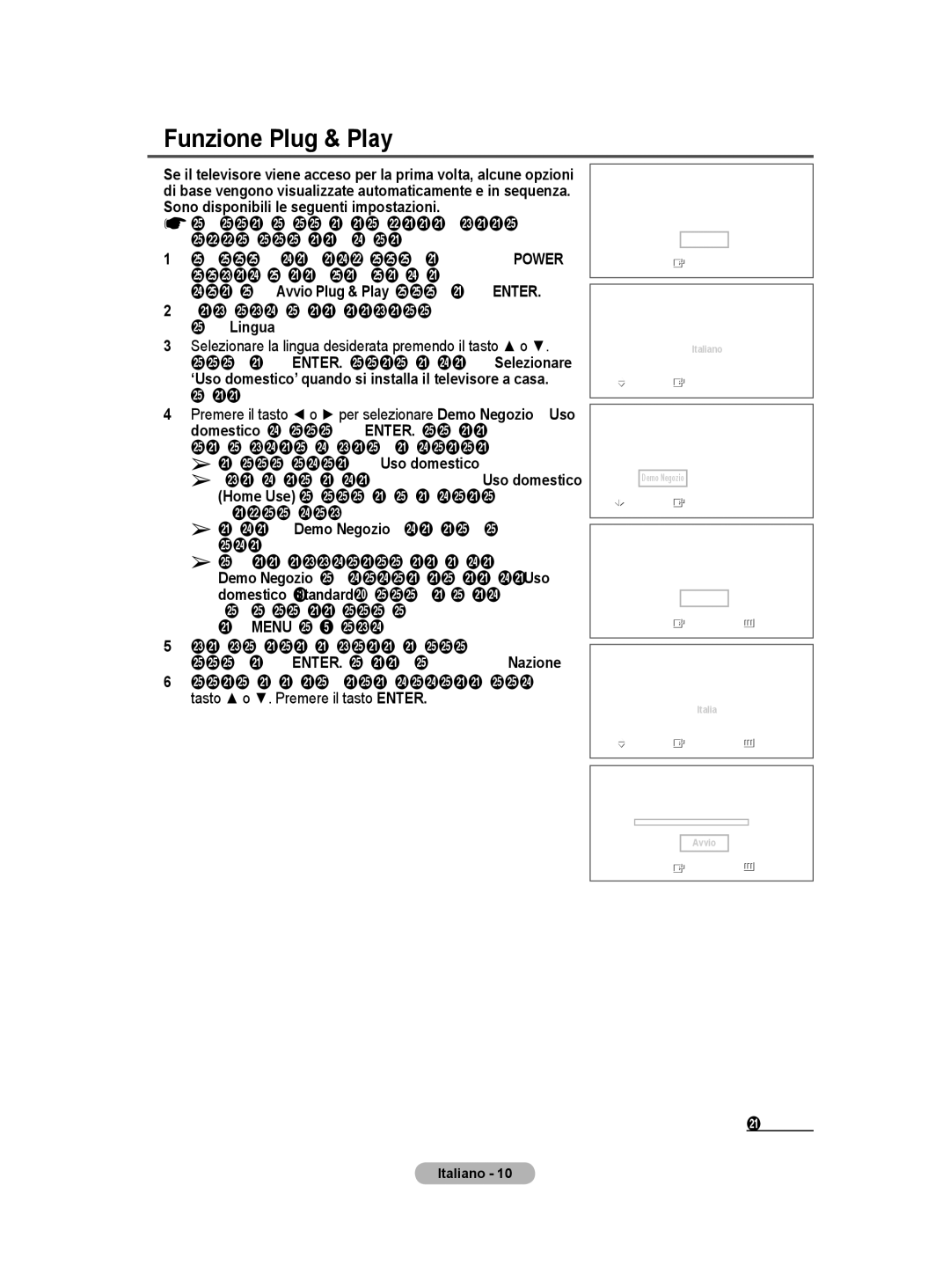 Samsung PS50A40 user manual Funzione Plug & Play, Selezionare la lingua desiderata premendo il tasto o 