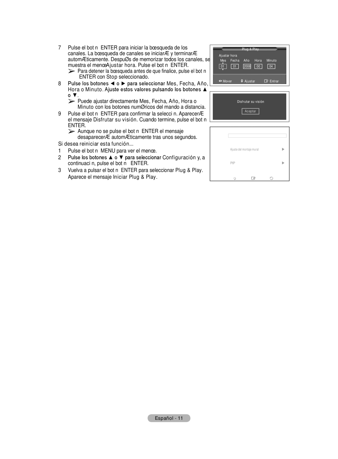 Samsung PS50A40 user manual Si desea reiniciar esta función, Pulse el botón Menu para ver el menú 