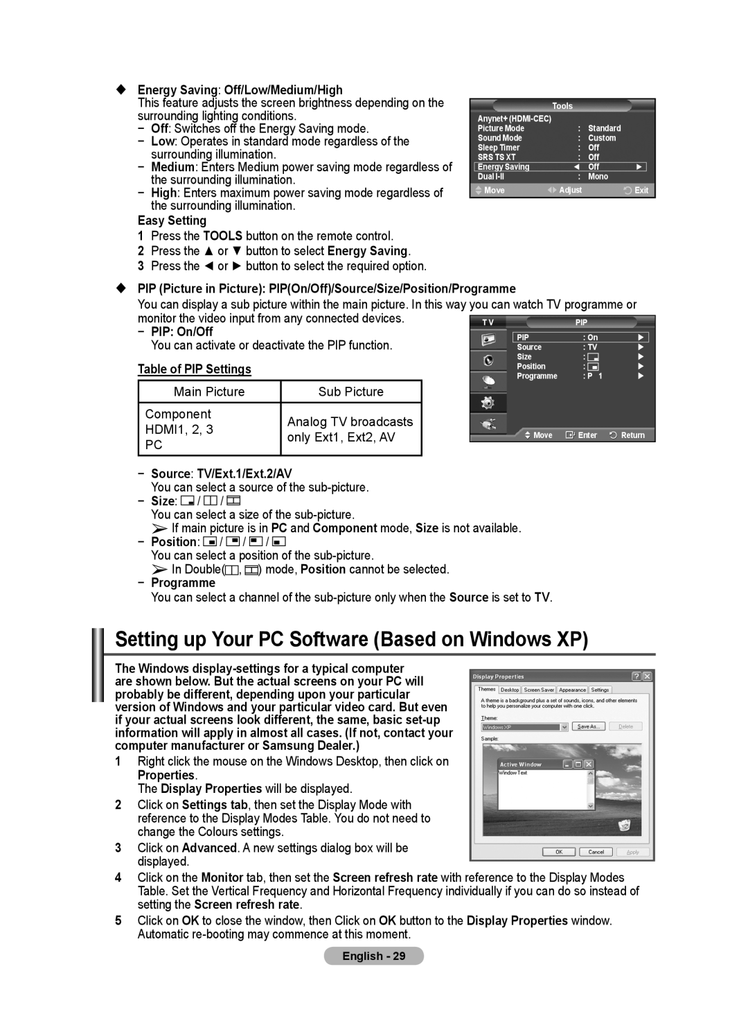 Samsung PS50A40 user manual Setting up Your PC Software Based on Windows XP 