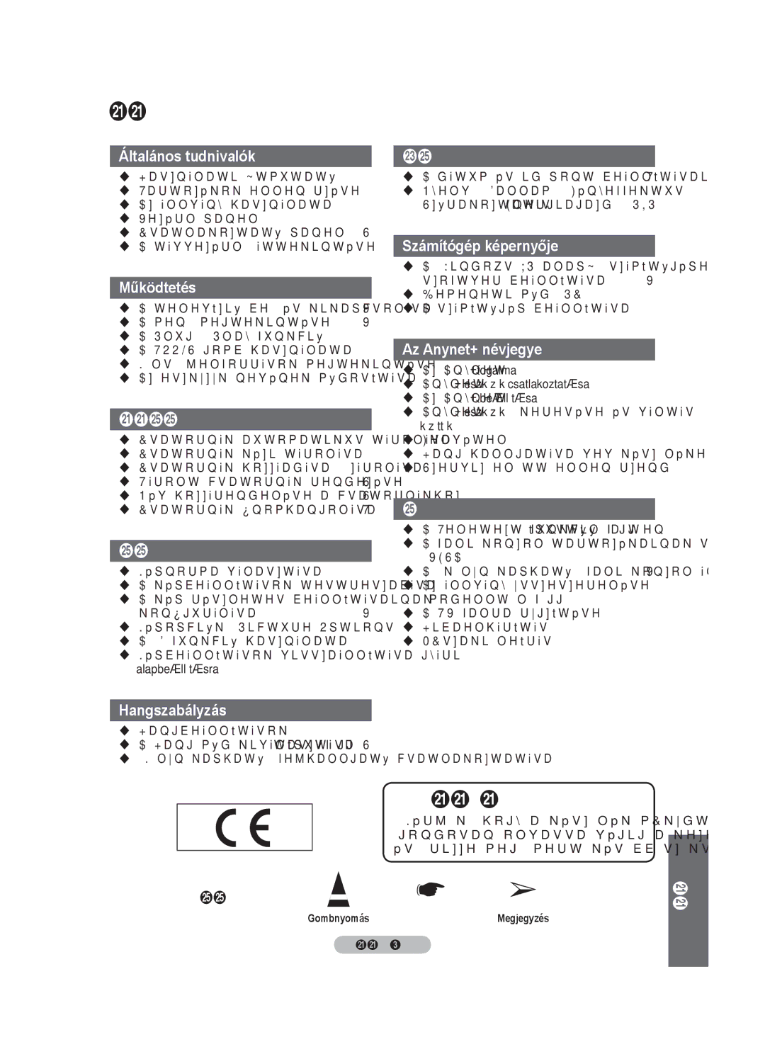 Samsung PS50A40 user manual Tartalom 