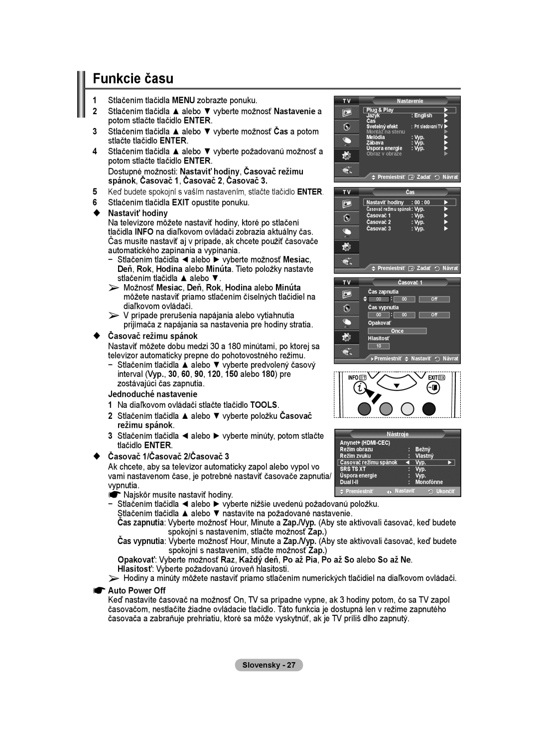 Samsung PS50A40 user manual Funkcie času 