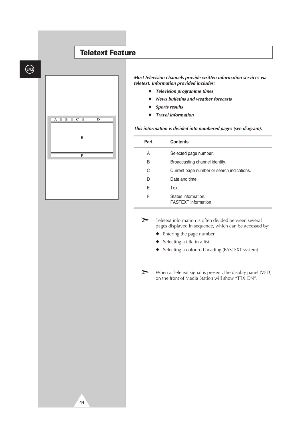 Samsung PS50P2HB, PS42P2SB manual Teletext Feature, Contents 