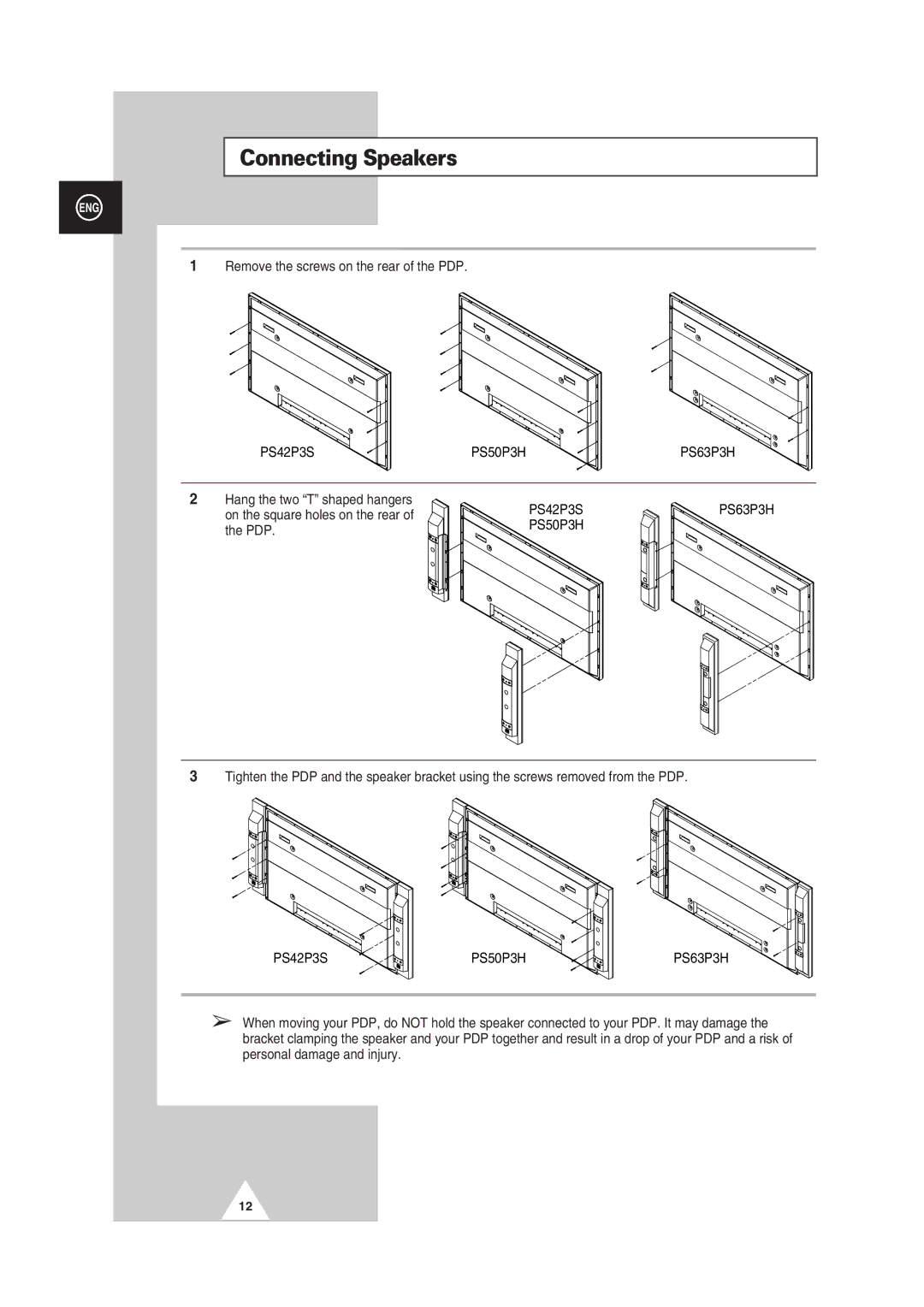 Samsung PS50P3H, PS63P3H, PS42P3S manual Connecting Speakers 