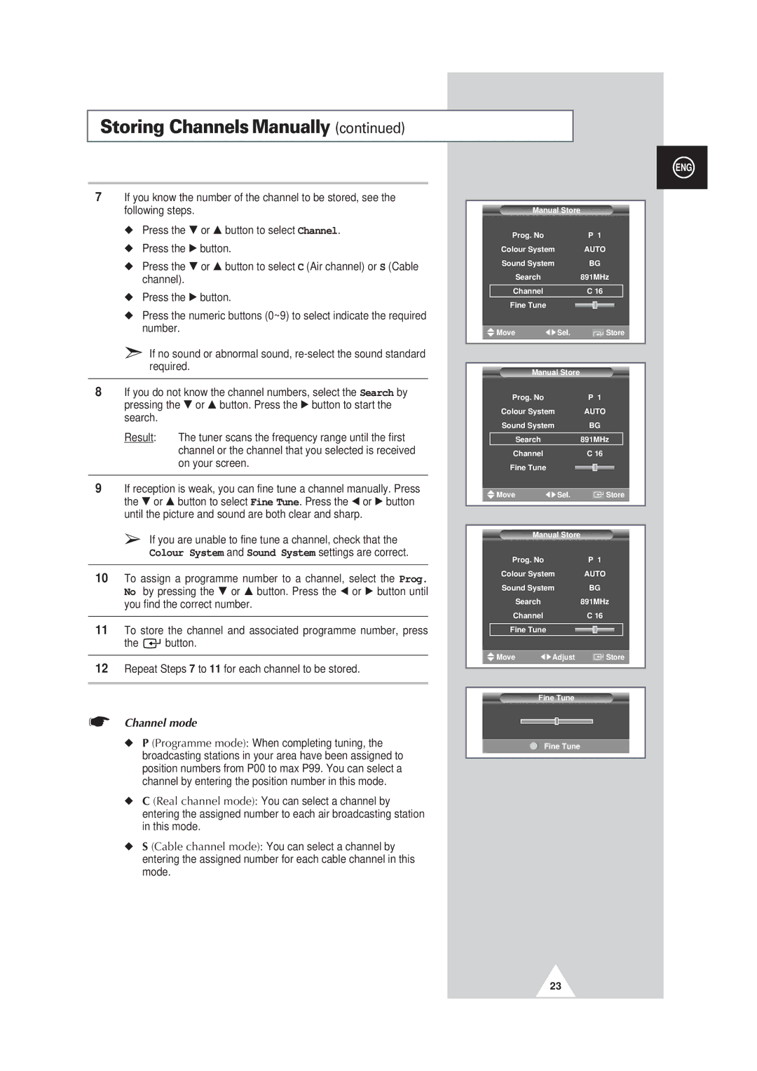 Samsung PS42P3S, PS50P3H, PS63P3H manual Colour System and Sound System settings are correct, Channel mode 