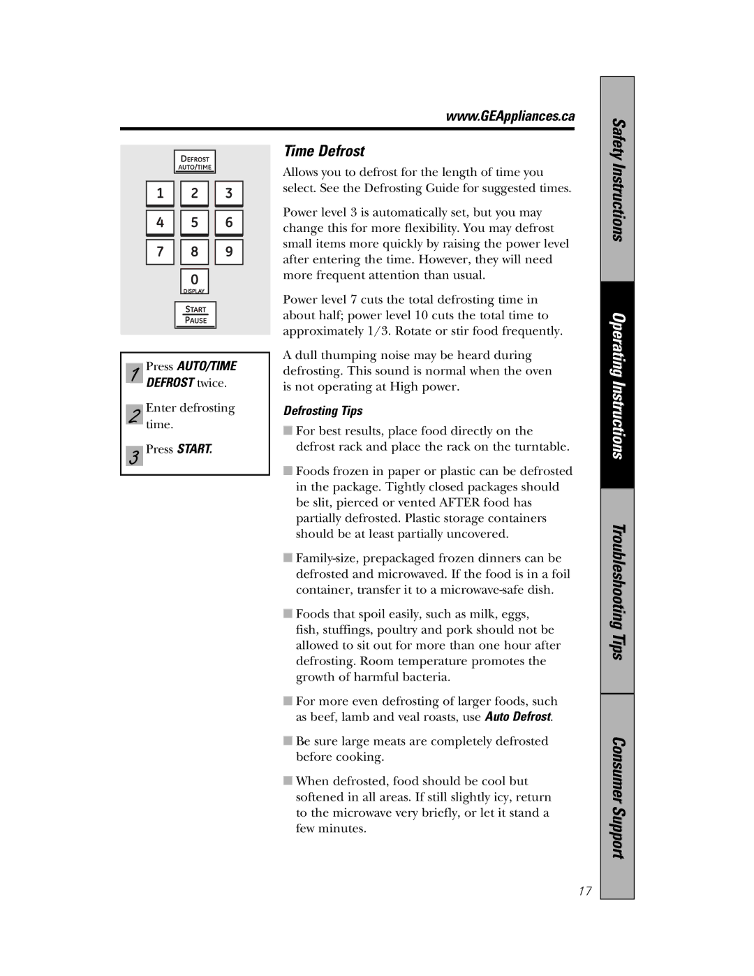 Samsung 350A4502P648, PVM1870 owner manual Time Defrost, Defrosting Tips 