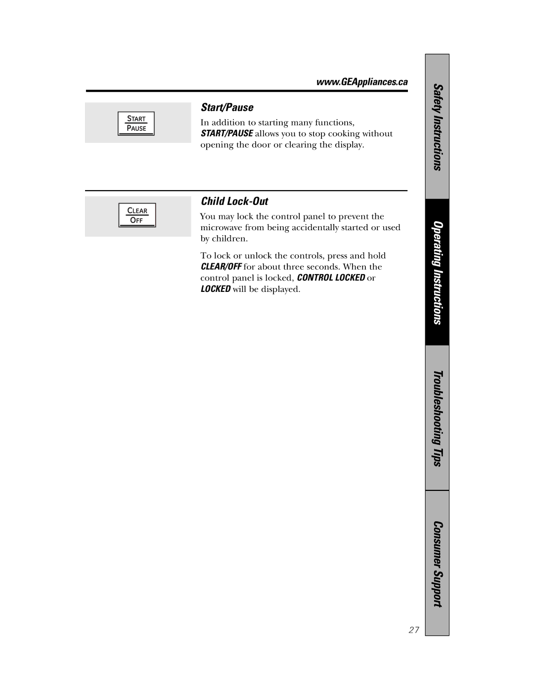 Samsung 350A4502P648, PVM1870 owner manual Start/Pause, Child Lock-Out 