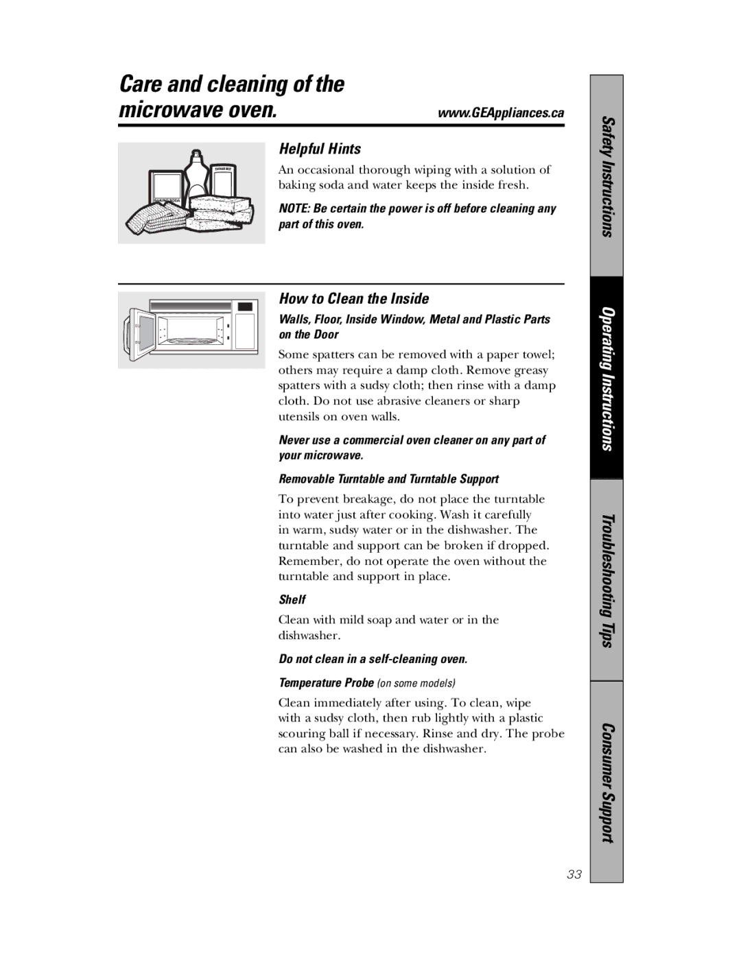 Samsung 350A4502P648, PVM1870 Care and cleaning, Helpful Hints, How to Clean the Inside, Part of this oven, Shelf 