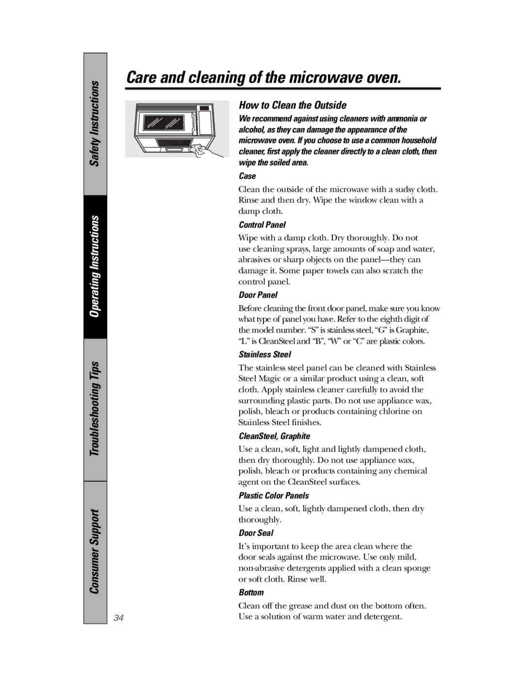 Samsung PVM1870, 350A4502P648 owner manual Care and cleaning of the microwave oven, How to Clean the Outside 