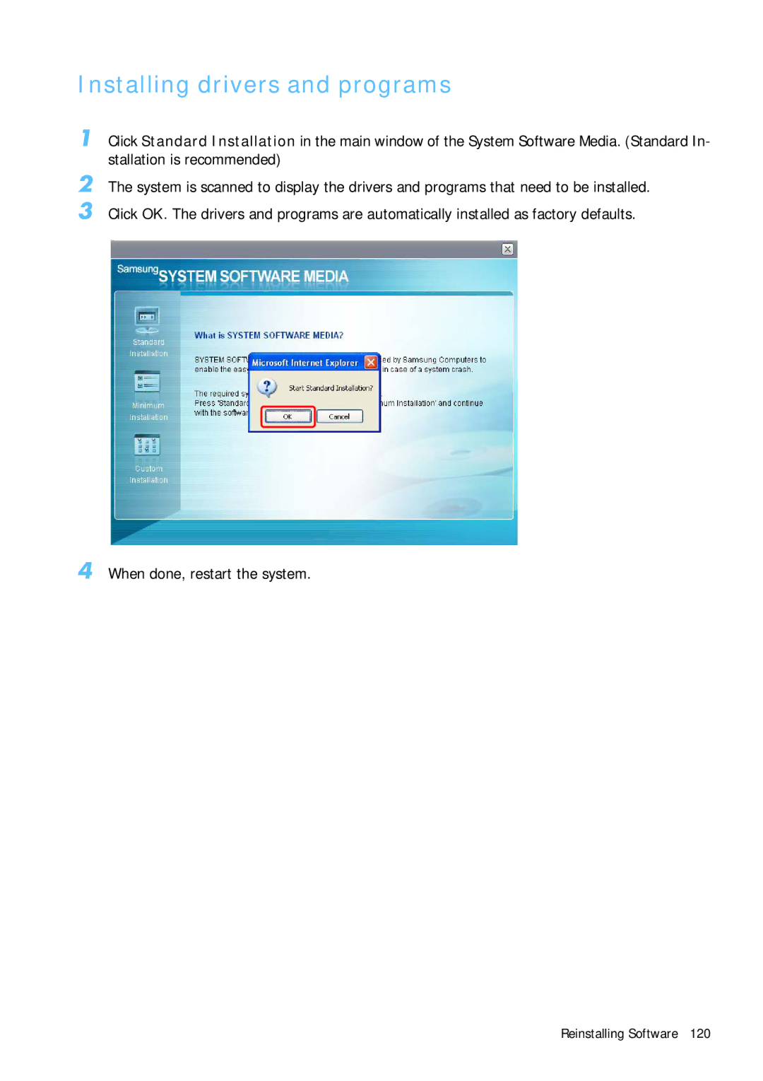 Samsung Q1 manual Installing drivers and programs 