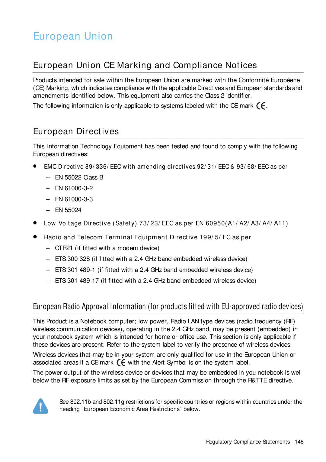 Samsung Q1 manual European Union CE Marking and Compliance Notices, European Directives, EN 55022 Class B 