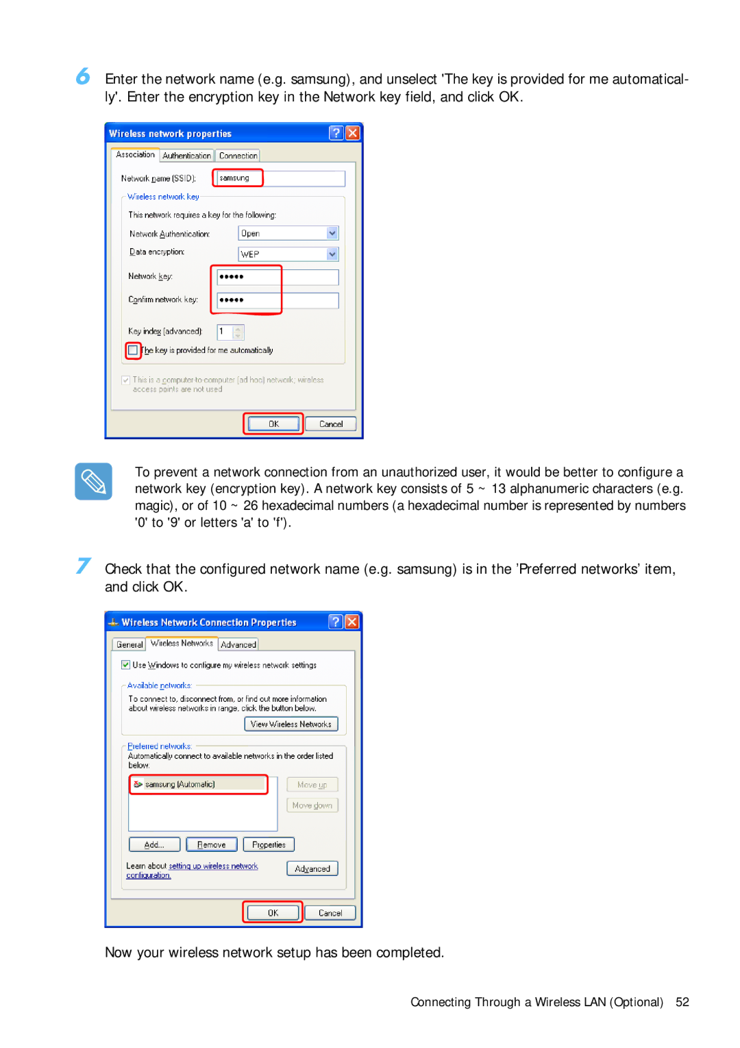 Samsung Q1 manual Connecting Through a Wireless LAN Optional 