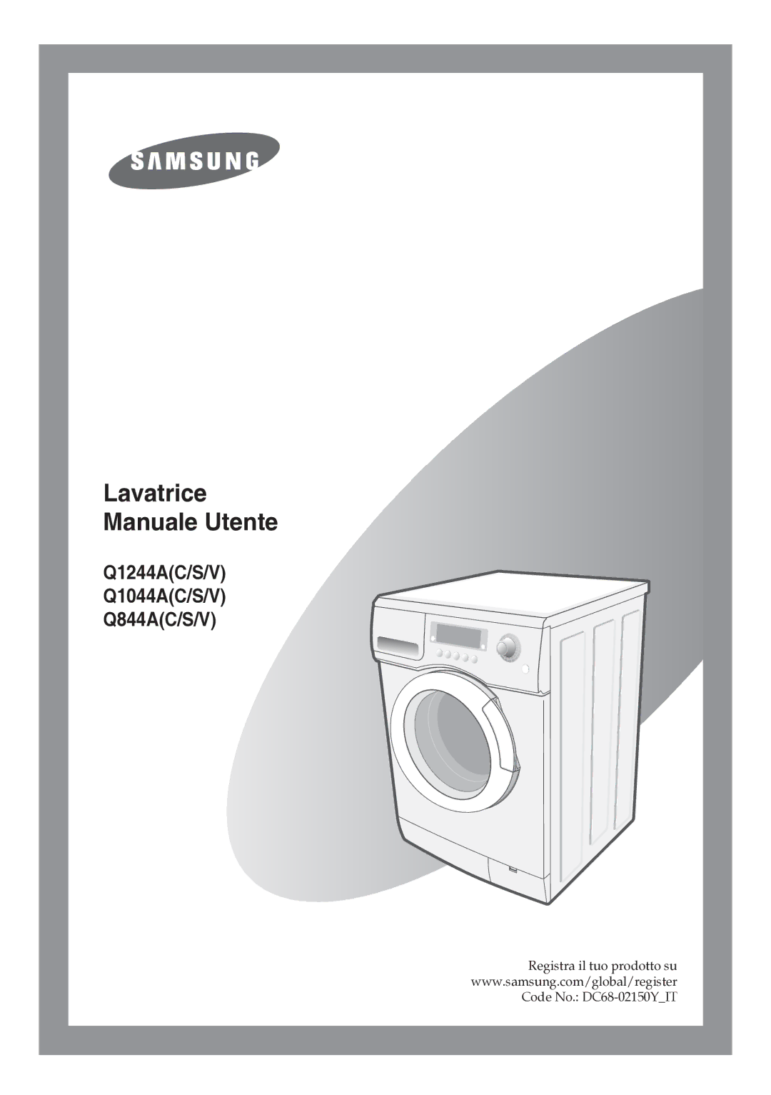 Samsung Q844ATGW/XET, Q1044ATGW/XET, Q1244ATGW/XET manual Lavatrice Manuale Utente 