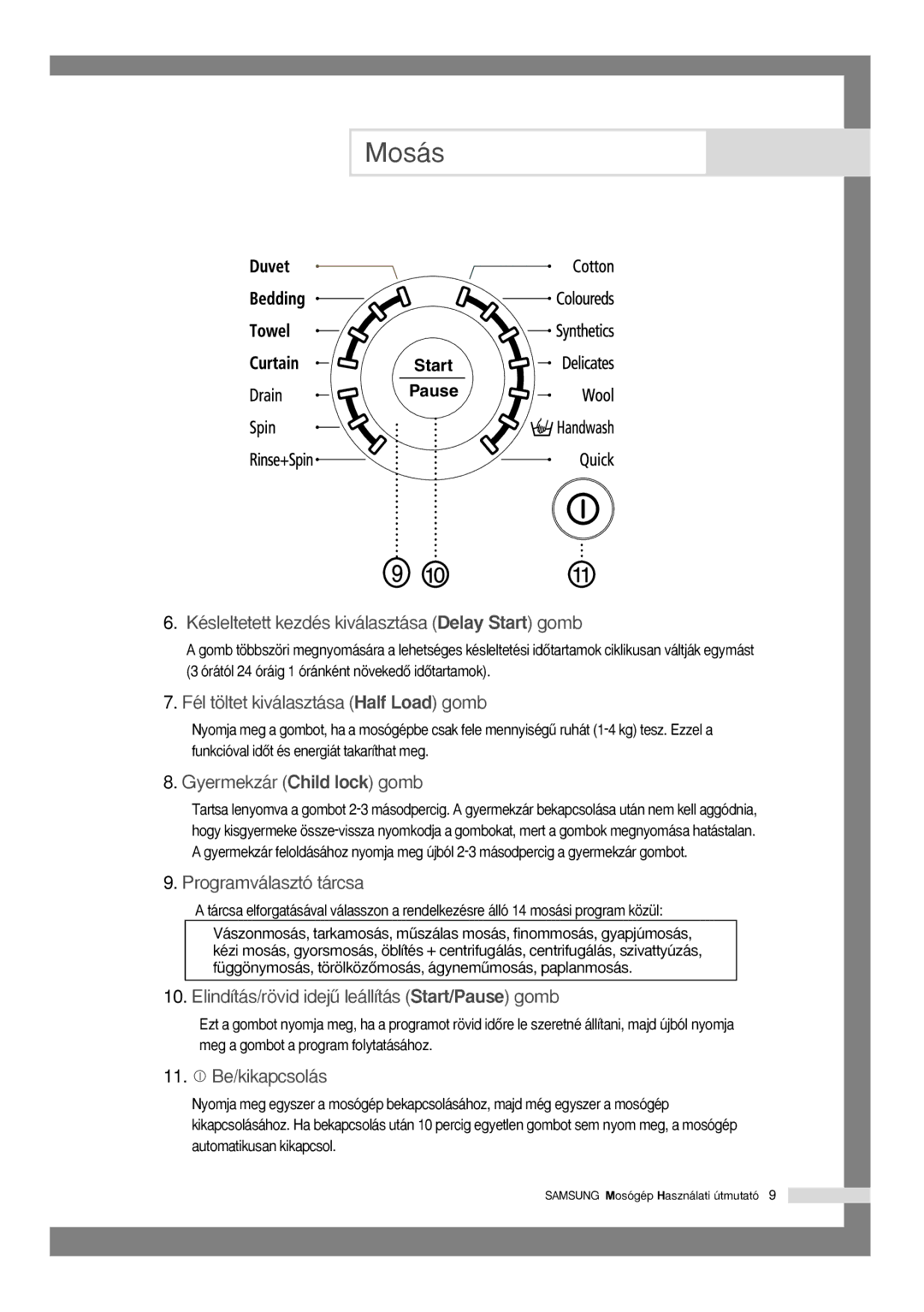 Samsung Q1435VGW1/XEH, Q1435VGW1-XEH manual Késleltetett kezdés kiválasztása Delay Start gomb 