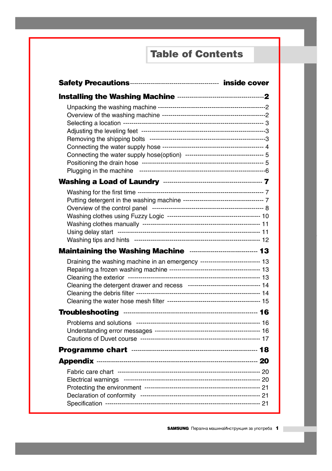 Samsung Q1435VGW1/YLE, Q1435VGW1/YLU, Q1435VGW1-XEE manual Table of Contents 