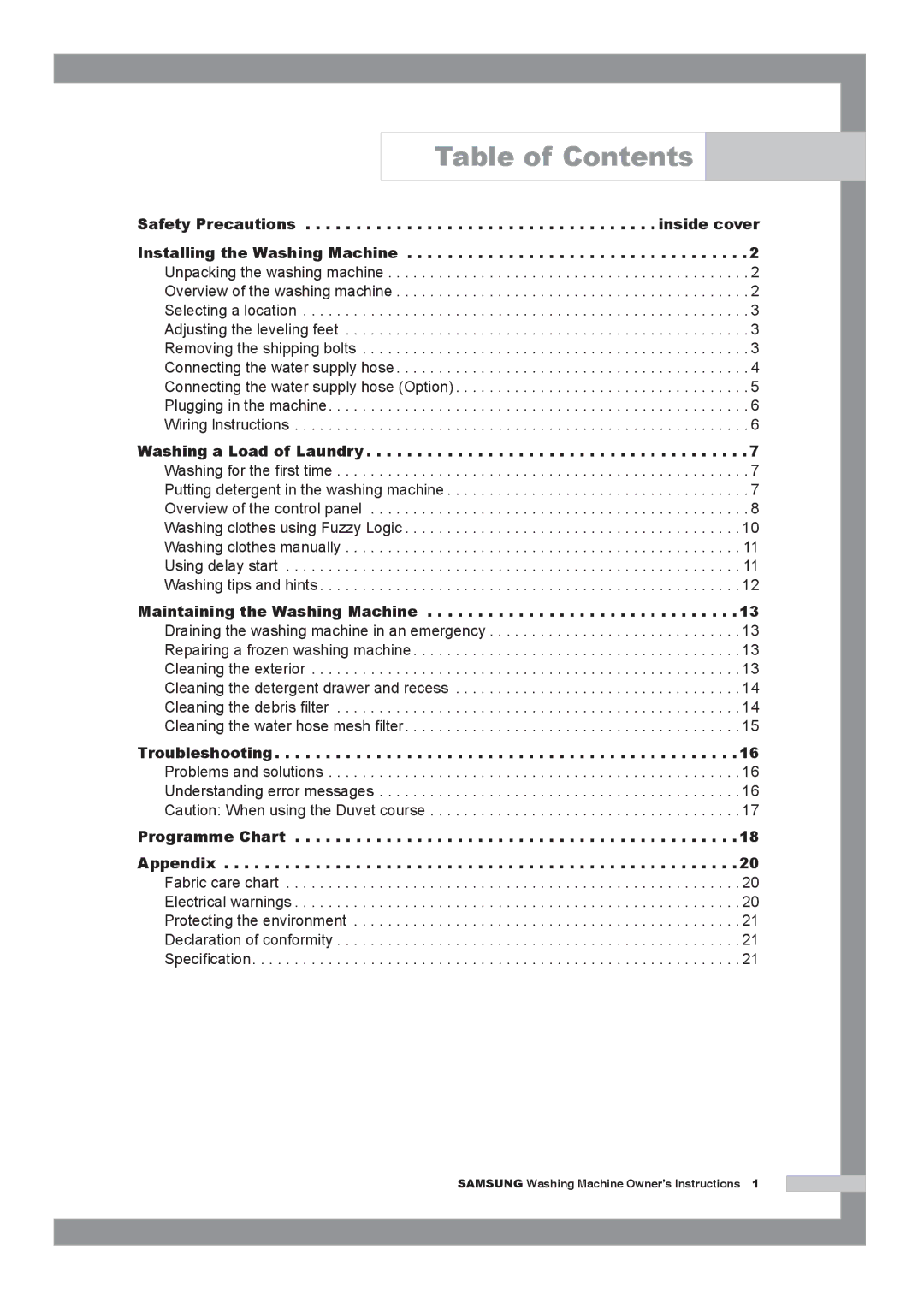 Samsung Q1457ATGW1/YLE, Q1457ATGW/XEE, Q1457ATGW/YLE, Q1457ATGW/XEH, Q1457ATGW1/XEH manual Table of Contents 