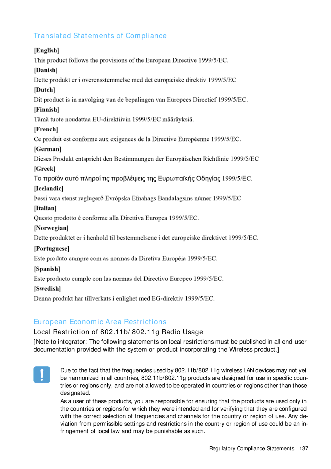 Samsung Q1B manual Local Restriction of 802.11b/802.11g Radio Usage 