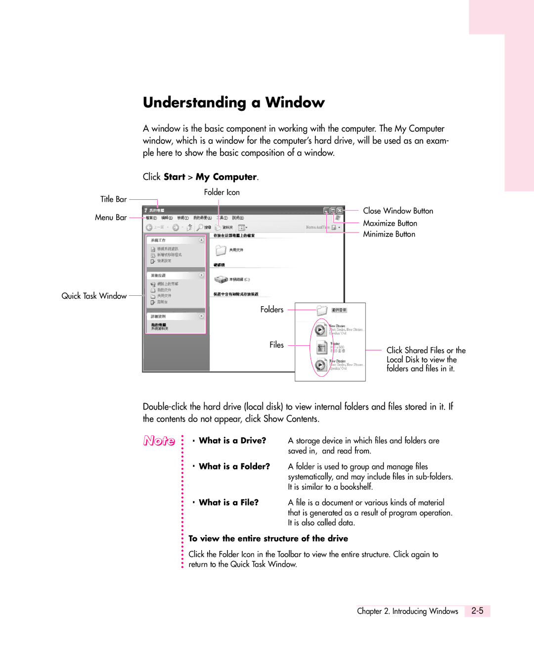 Samsung Q30 manual Understanding a Window, Click Start My Computer, What is a Folder? What is a File? 