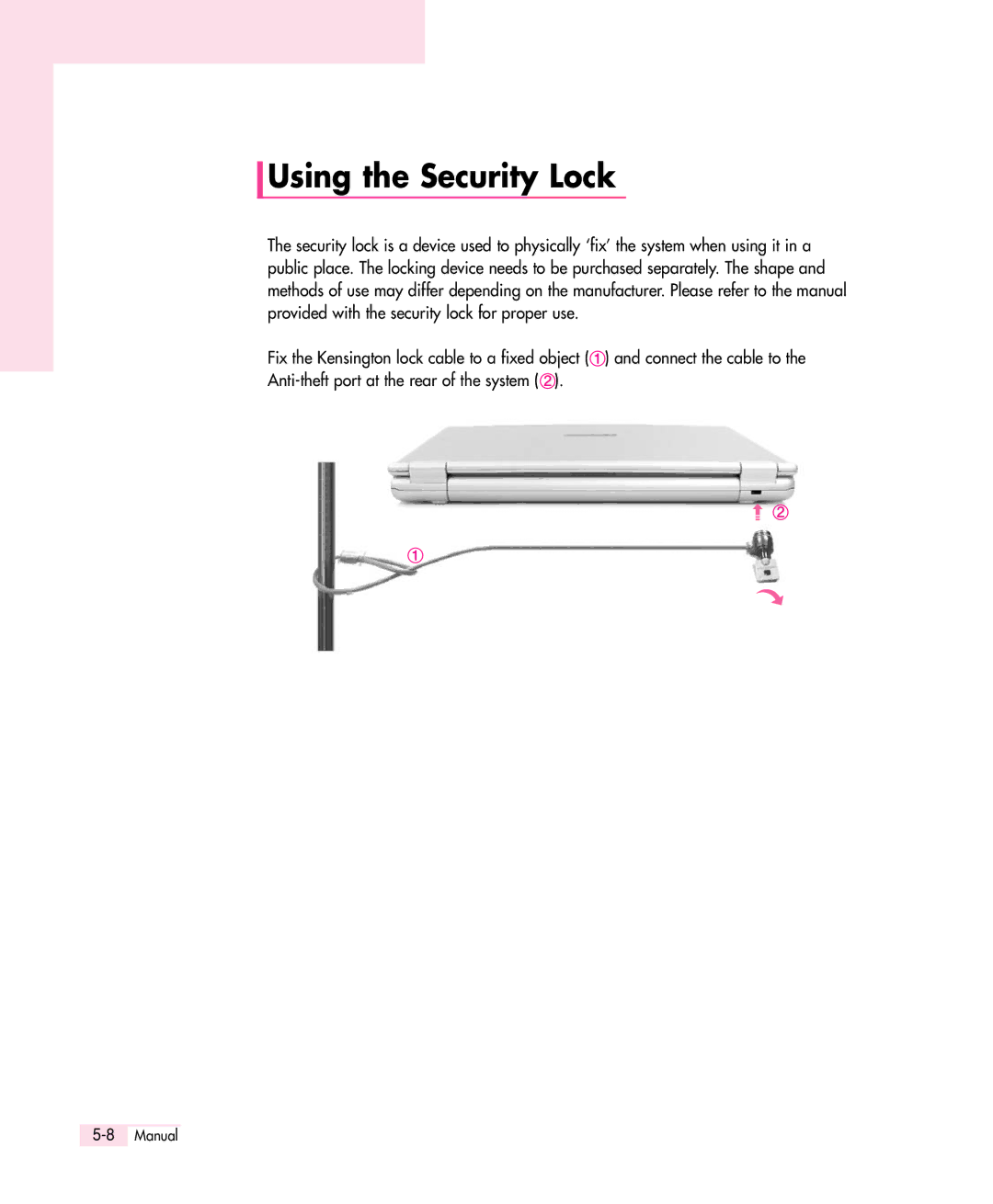 Samsung Q30 manual Using the Security Lock 