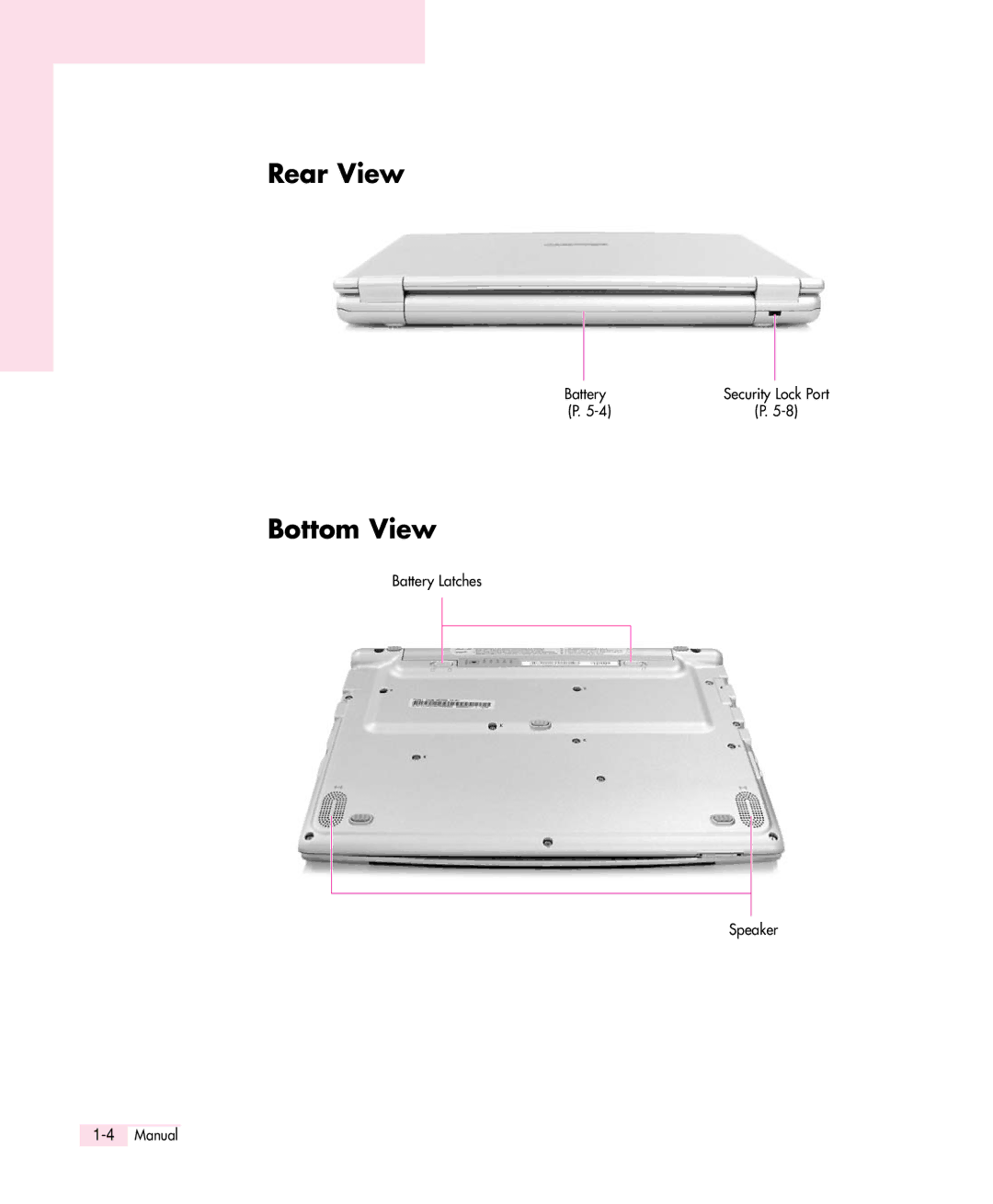 Samsung Q30 manual Rear View, Bottom View 