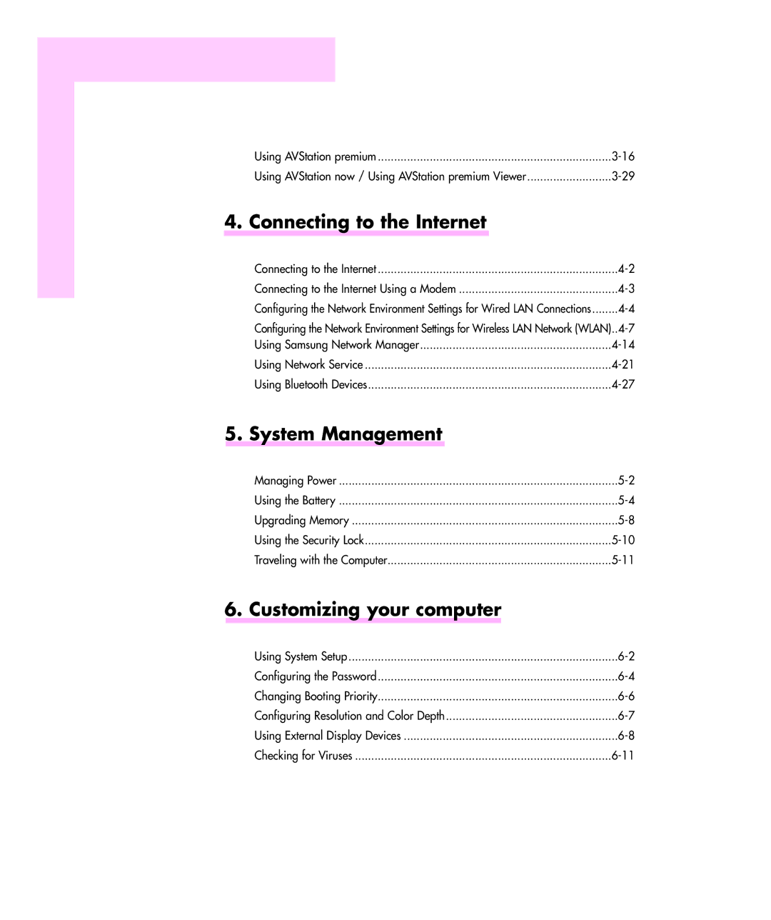 Samsung Q35 manual Connecting to the Internet, System Management, Customizing your computer 