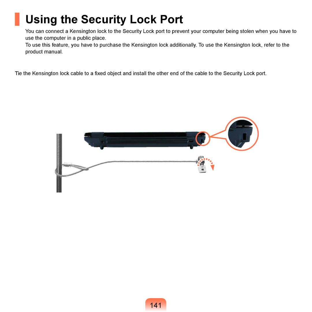 Samsung Q71 manual Using the Security Lock Port, 141 