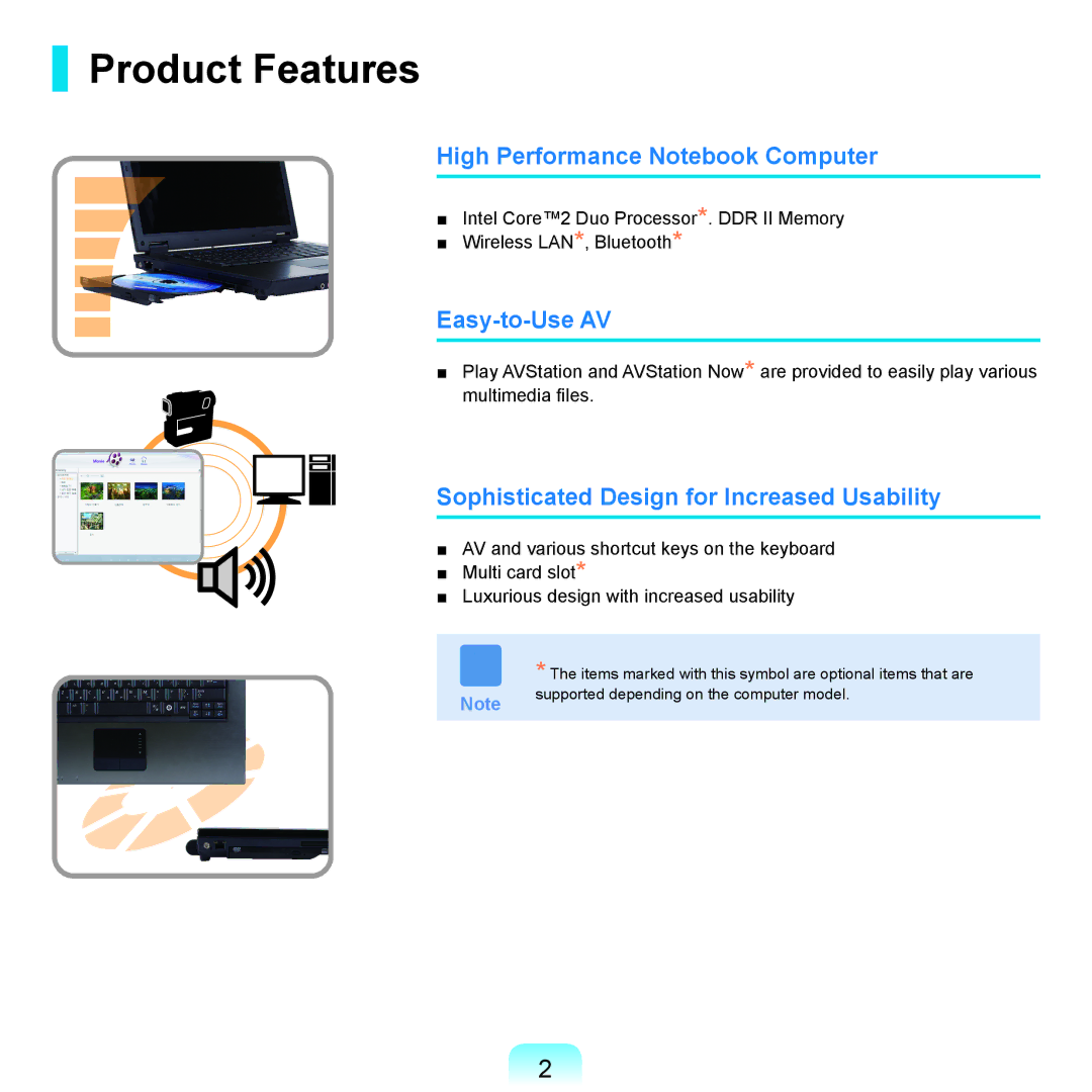 Samsung Q71 manual Product Features, High Performance Notebook Computer, Easy-to-Use AV 
