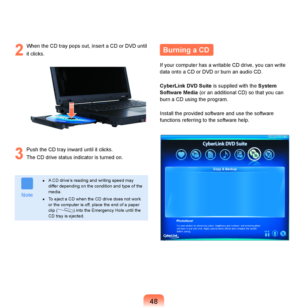 Samsung Q71 manual Burning a CD 