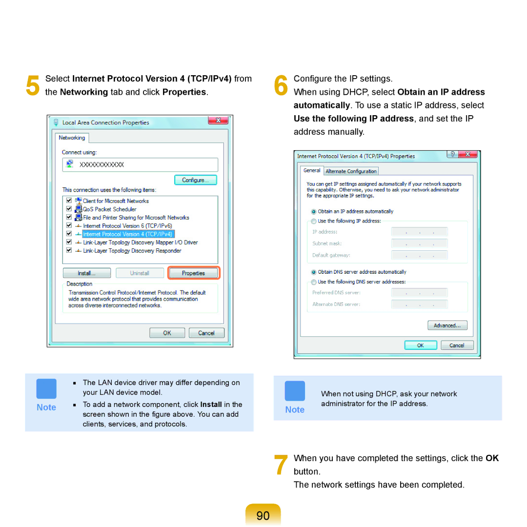 Samsung Q71 manual LAN device driver may differ depending on 