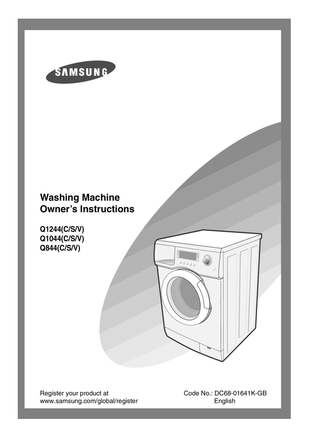 Samsung Q1044, Q844, Q1244 manual Washing Machine Owner’s Instructions 