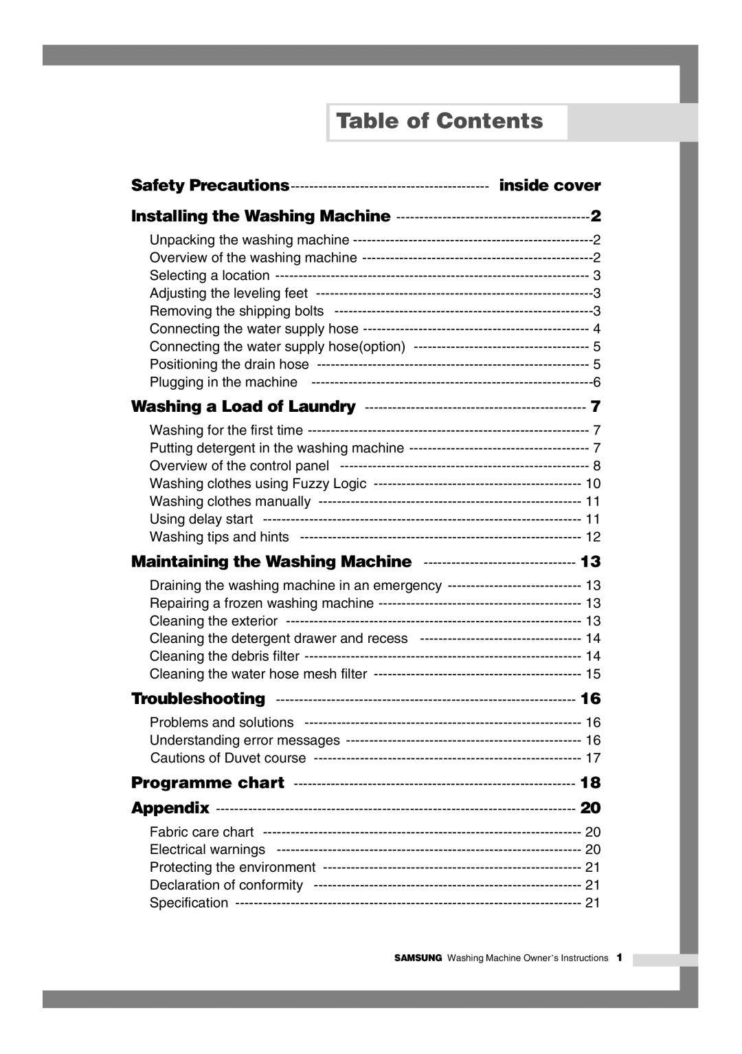 Samsung Q844, Q1044, Q1244 manual Table of Contents 