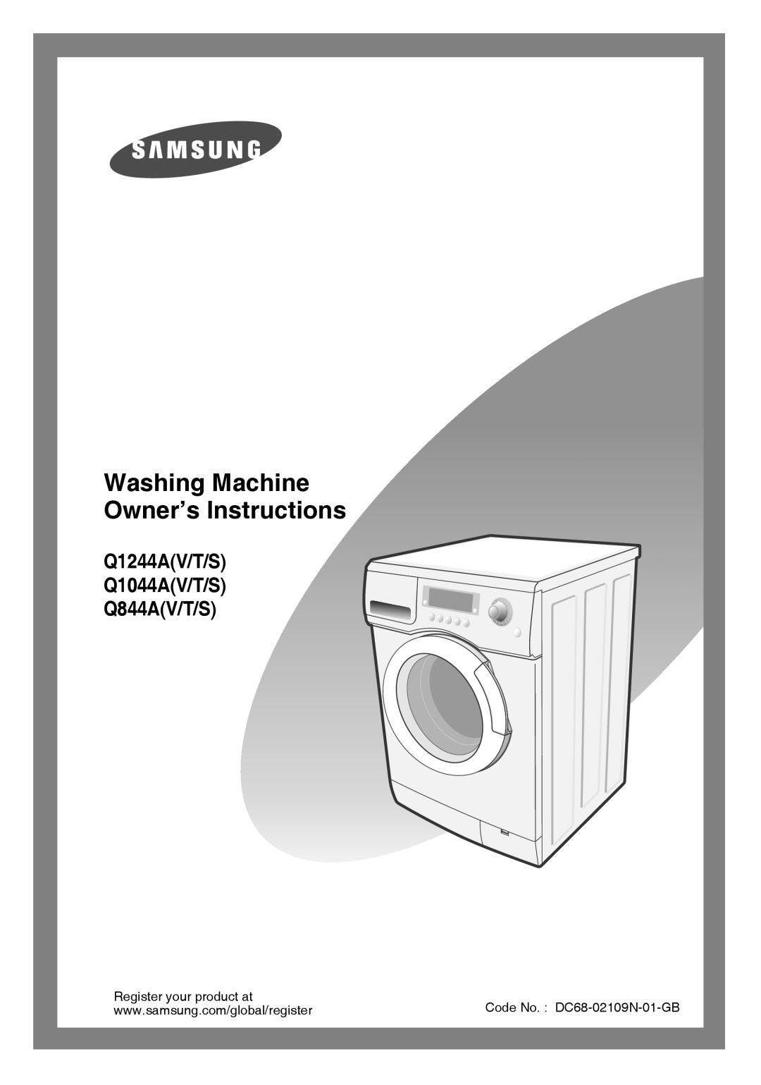 Samsung Q1244A, Q844A, Q1044A manual Washing Machine Owner’s Instructions 