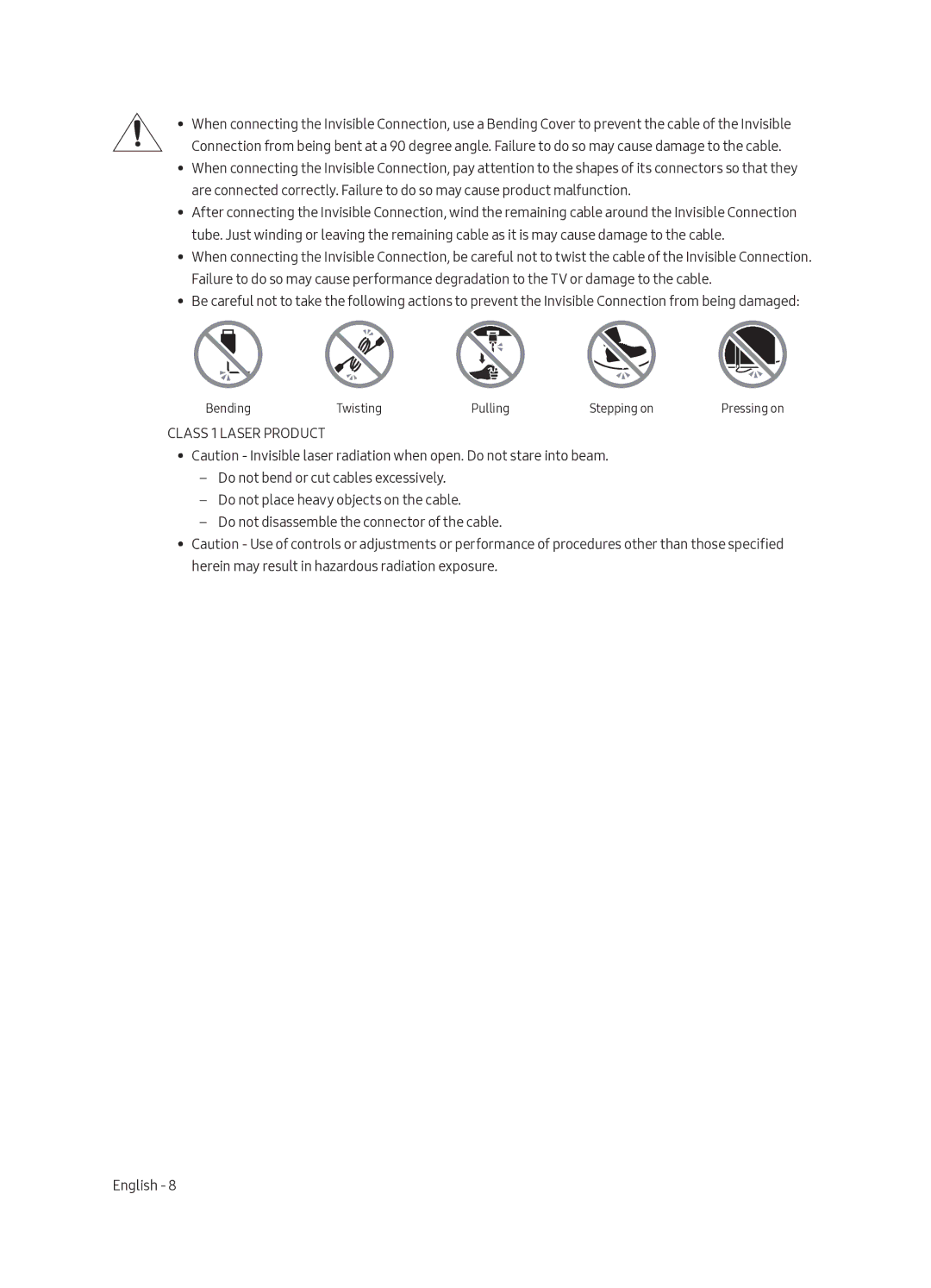 Samsung QA65Q7CAMRXUM, QA55Q7CAMRXUM manual Class 1 Laser Product 