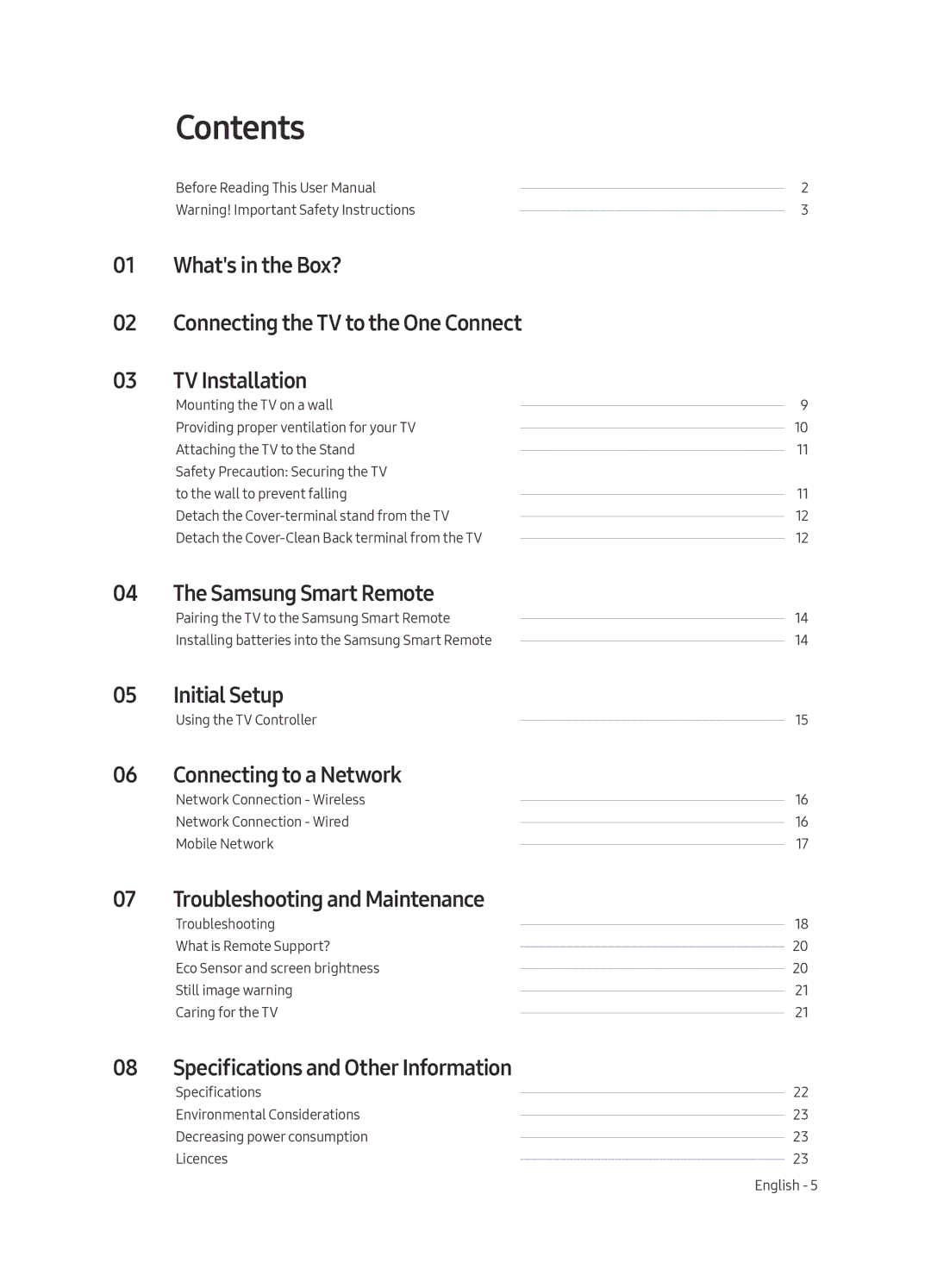 Samsung QA75Q7FAMKXXV, QA65Q7FAMKXXV, QA49Q7FAMKXXV, QA55Q7FAMKXXV manual Contents 