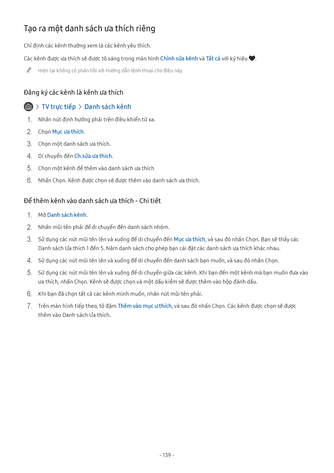 Samsung UA49MU6400KXXV manual Tạo ra một danh sách ưa thích riêng, Đăng ký các kênh là kênh ưa thích, Mở Danh sach kênh 