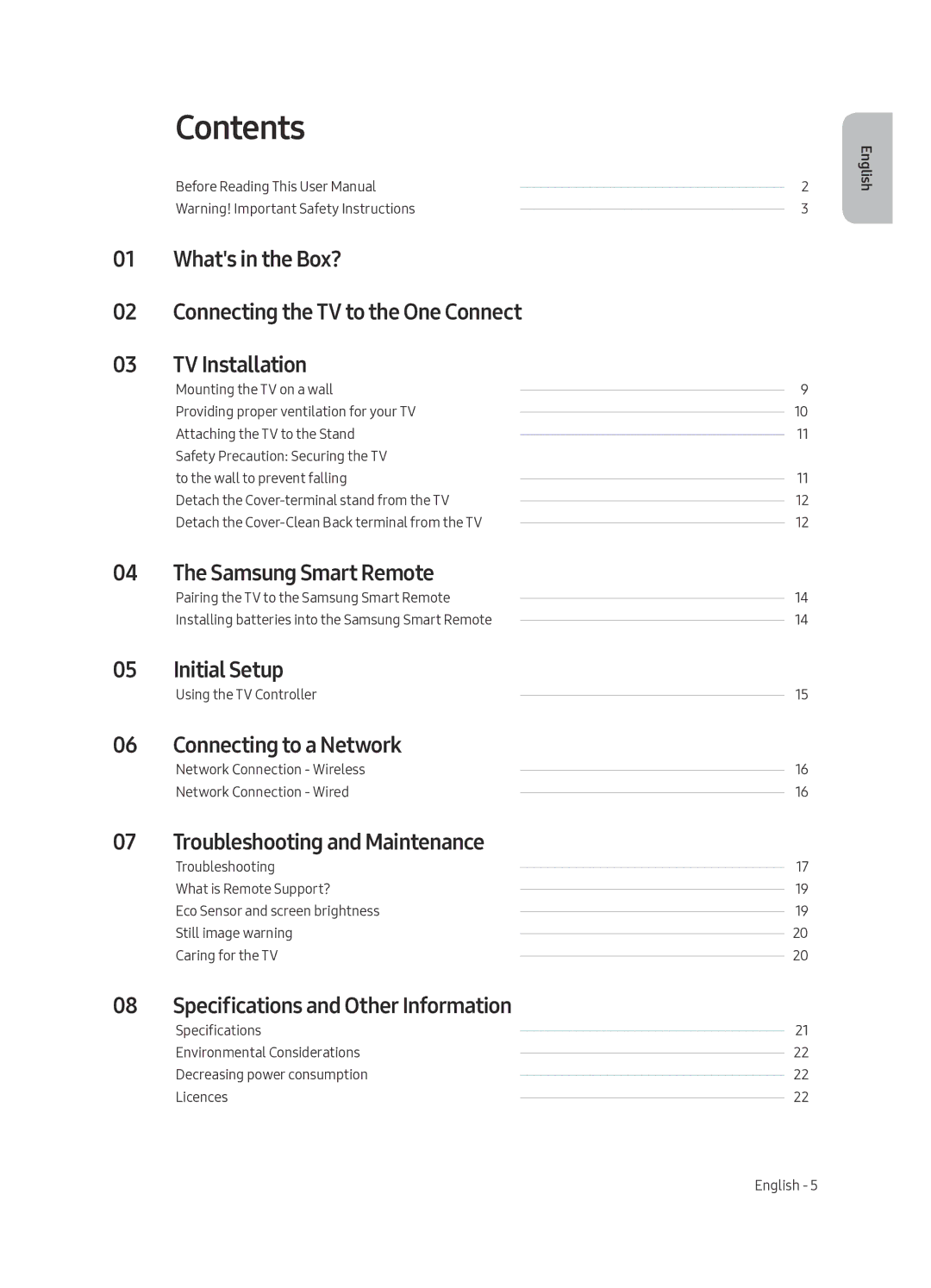 Samsung QA75Q8CAMRXUM, QA65Q8CAMRXUM manual Contents 