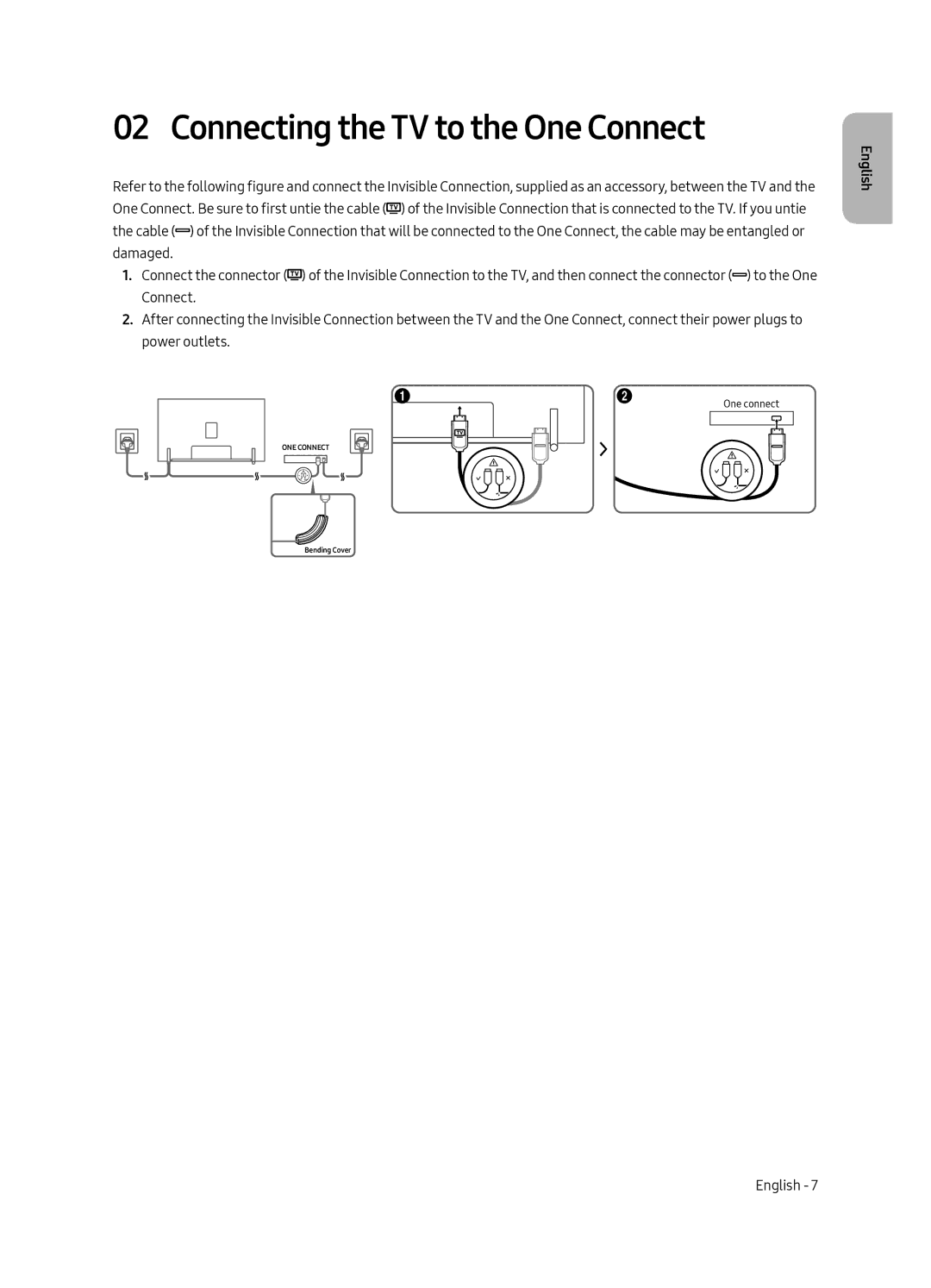 Samsung QA88Q9FAMRXUM manual Connecting the TV to the One Connect 