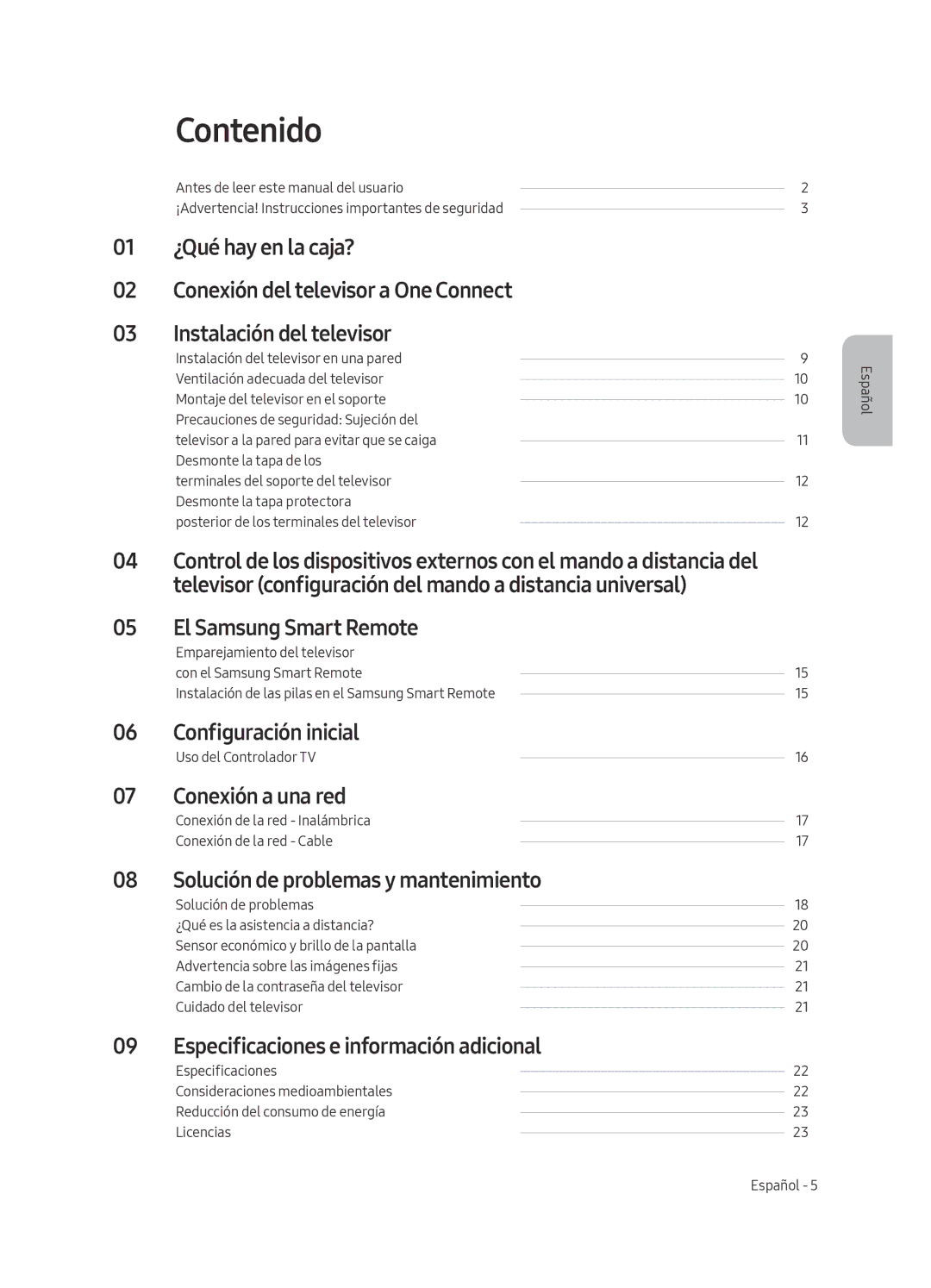 Samsung QE75Q7FAMTXXC, QE49Q7FAMTXZG, QE65Q7FAMTXZG, QE55Q7FAMTXZG, QE75Q7FAMTXZG, QE75Q7FAMTXXH, QE55Q7FAMTXXC manual Contenido 