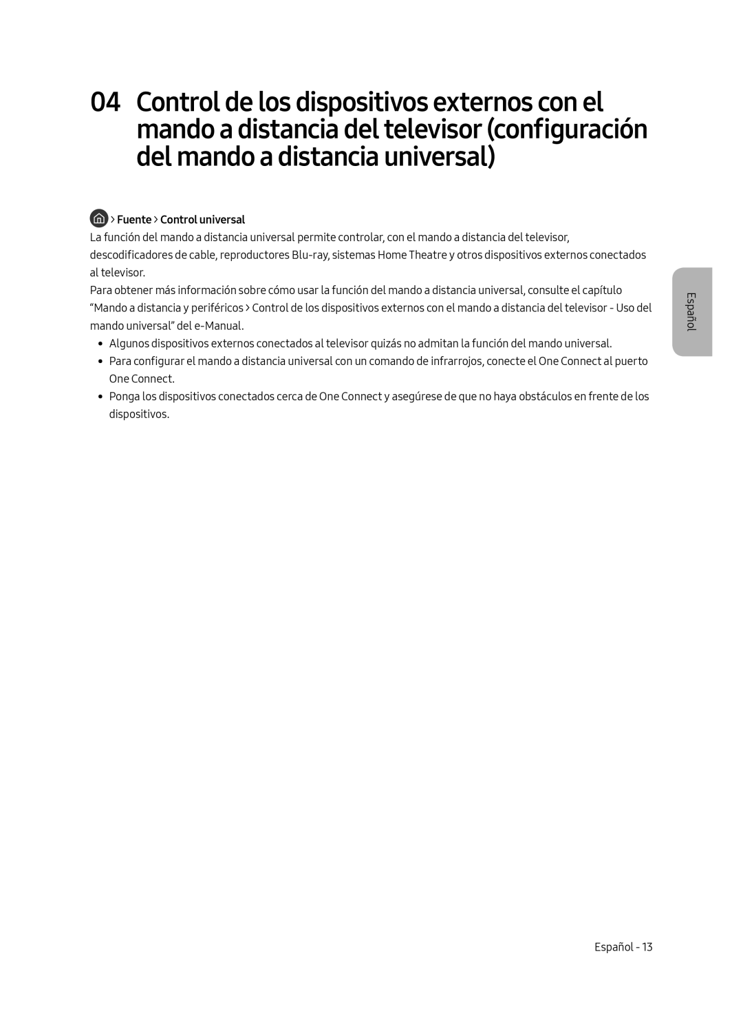 Samsung QE65Q7FAMTXZG, QE49Q7FAMTXZG, QE55Q7FAMTXZG, QE75Q7FAMTXZG, QE75Q7FAMTXXH, QE75Q7FAMTXXC manual Fuente Control universal 