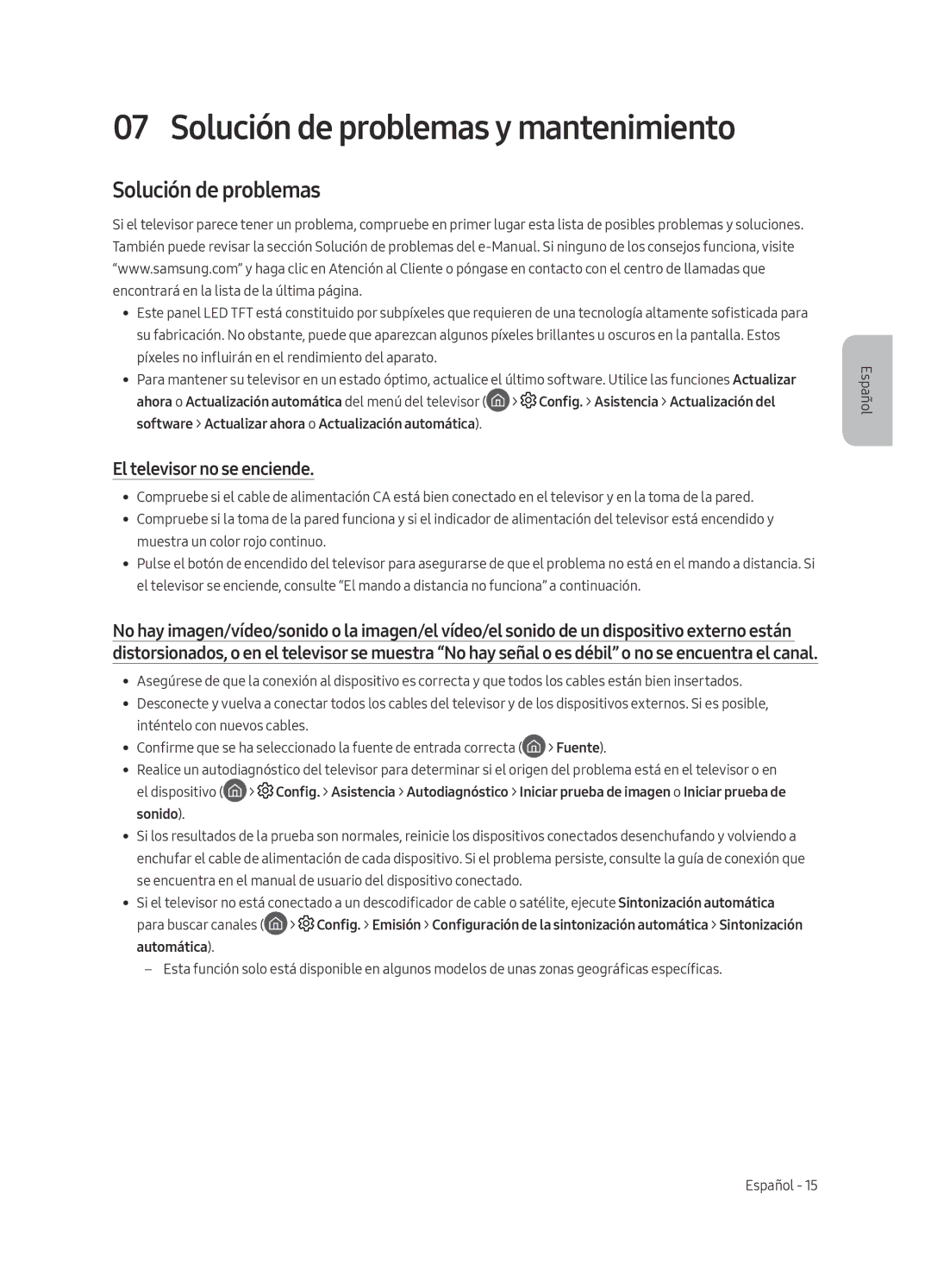 Samsung QE65Q6FAMTXZG, QE55Q6FAMTXXH manual Solución de problemas y mantenimiento, El televisor no se enciende, Automática 