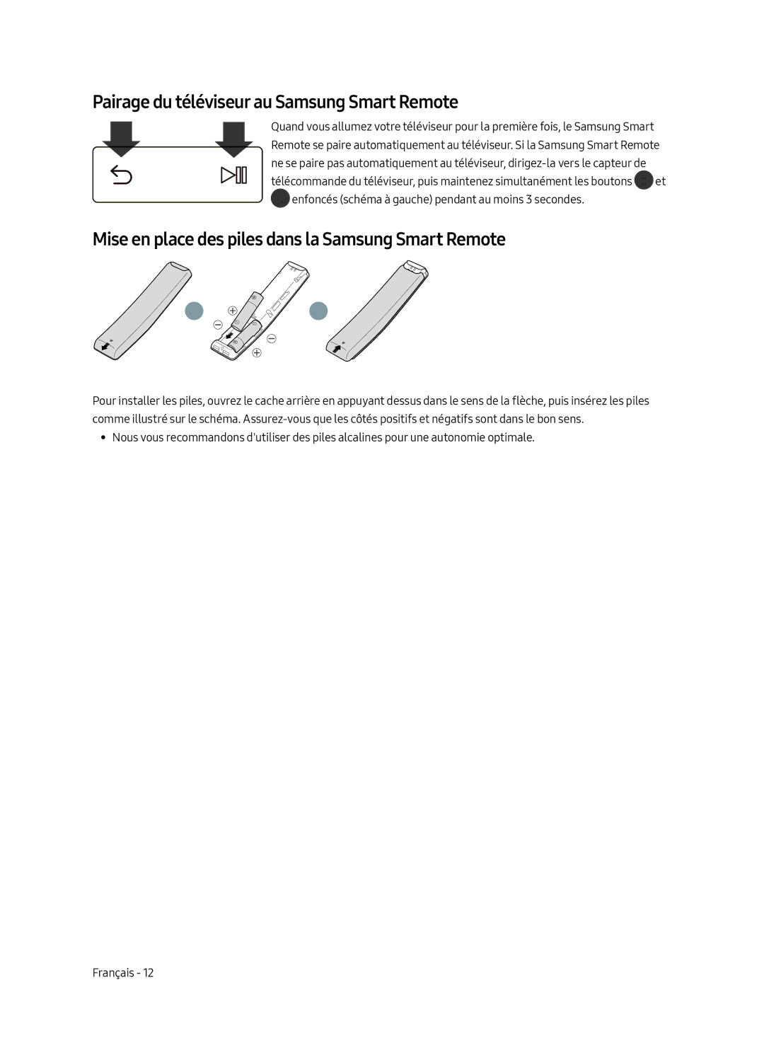 Samsung QE55Q6FAMTXZG Pairage du téléviseur au Samsung Smart Remote, Mise en place des piles dans la Samsung Smart Remote 